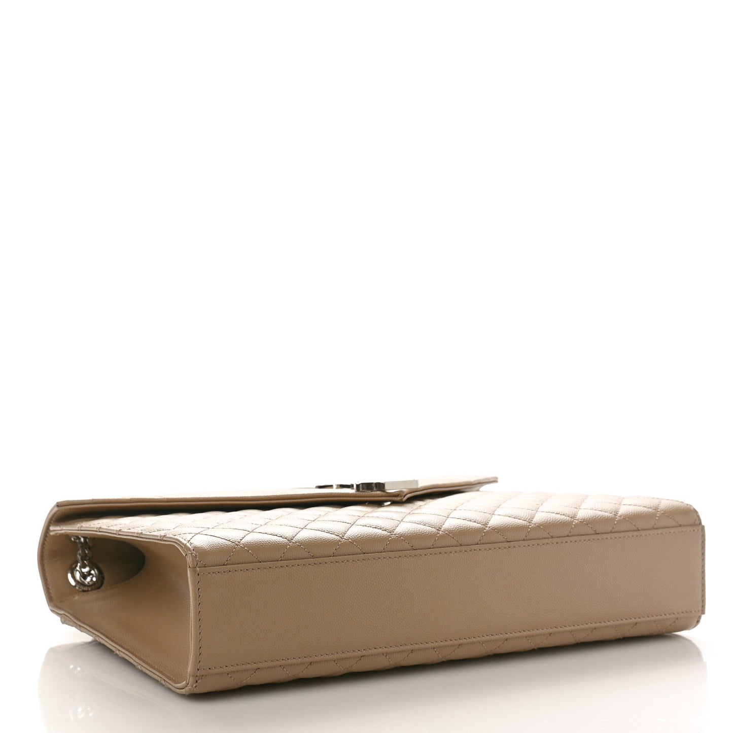 Grain De Poudre Textured Mixed Matelasse Triquilt Large Monogram Satchel Natural Tan
