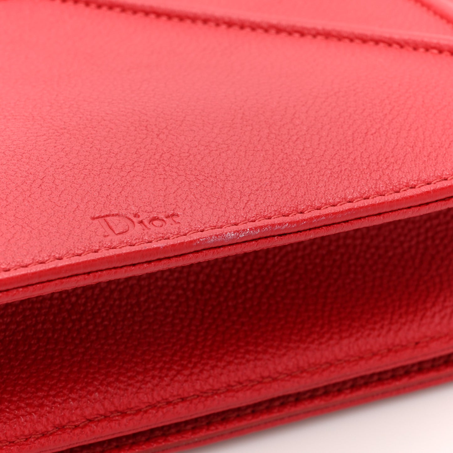 Grained Calfskin Medium Diorama Flap Bag Red