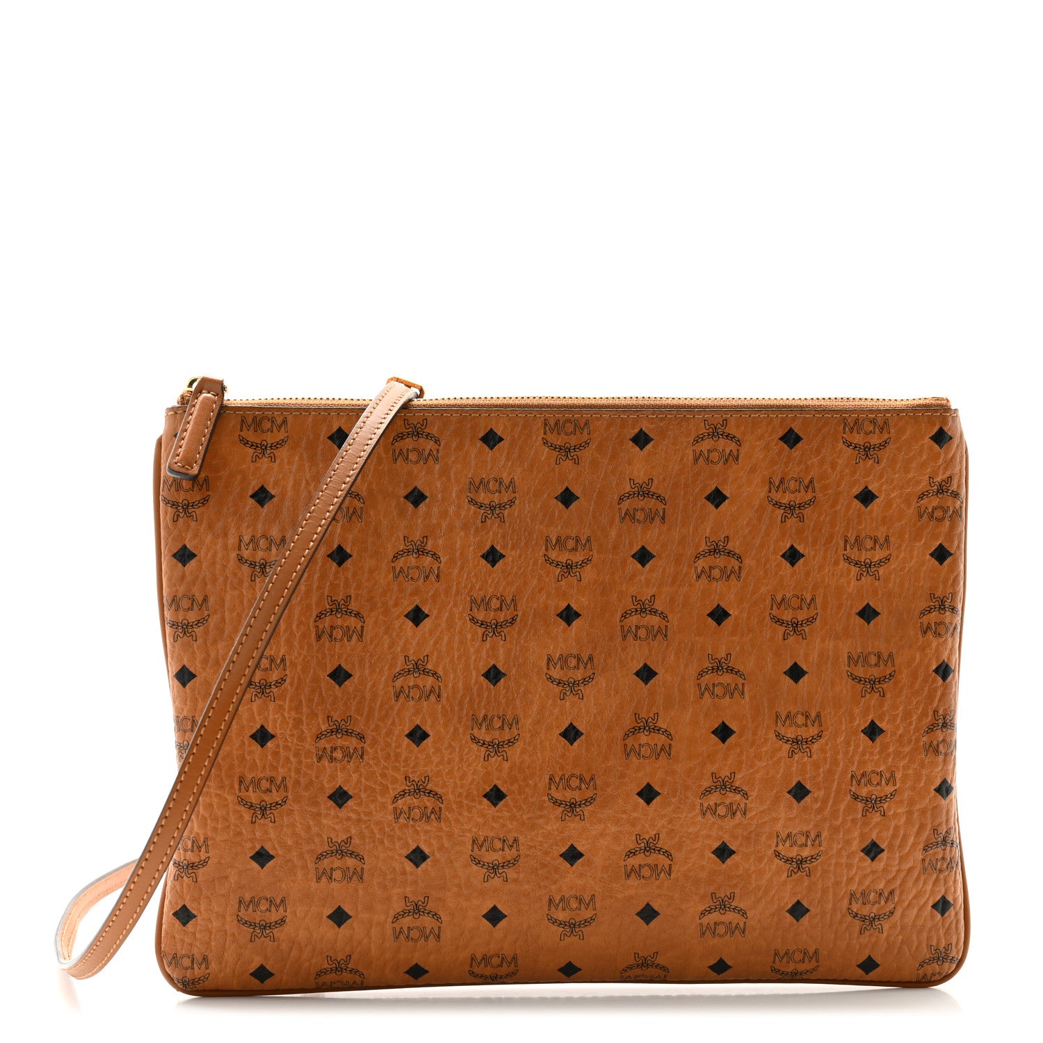 MCM Visetos Medium Crossbody Pouch Cognac 1 of 12