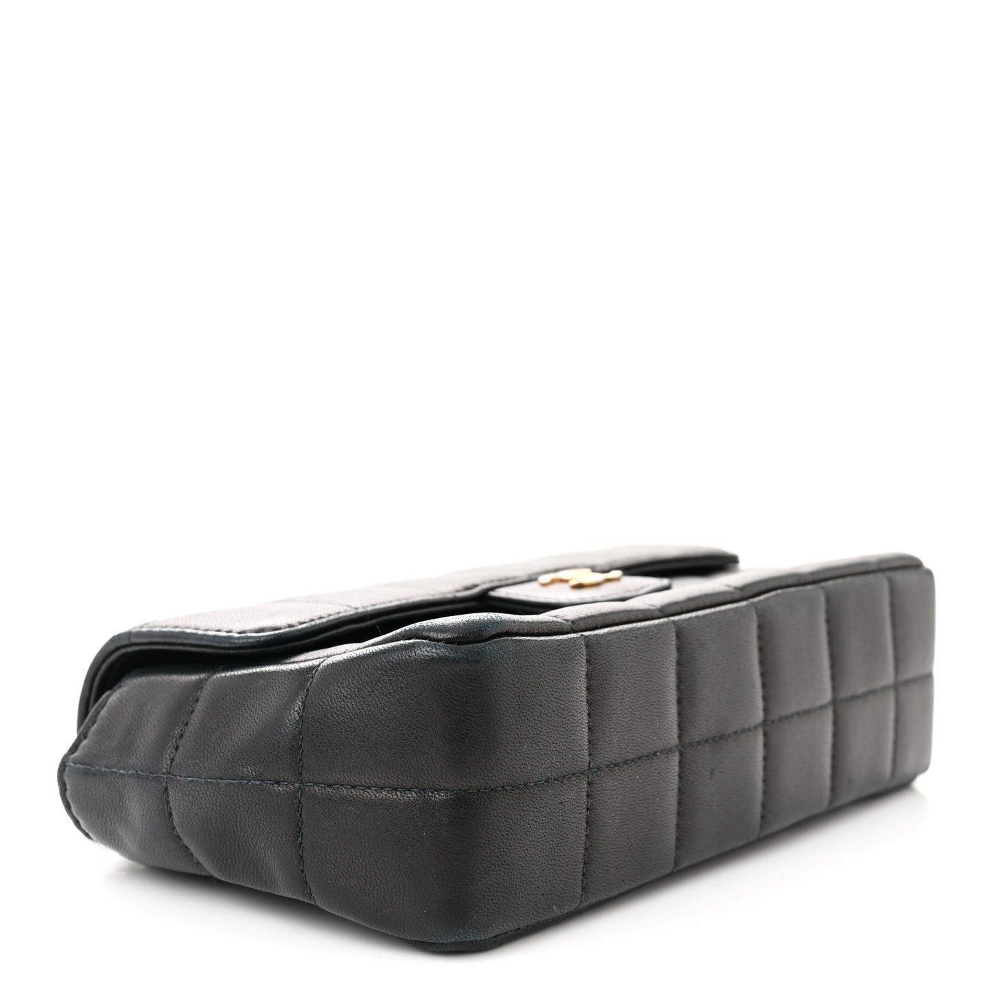 Lambskin Quilted Mini Chocolate Bar Camellia Flap Black
