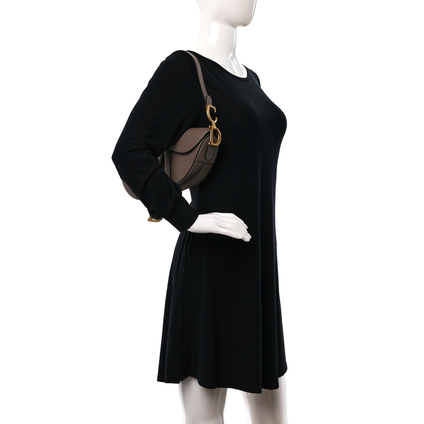 Grained Calfskin Saddle Bag Warm Taupe
