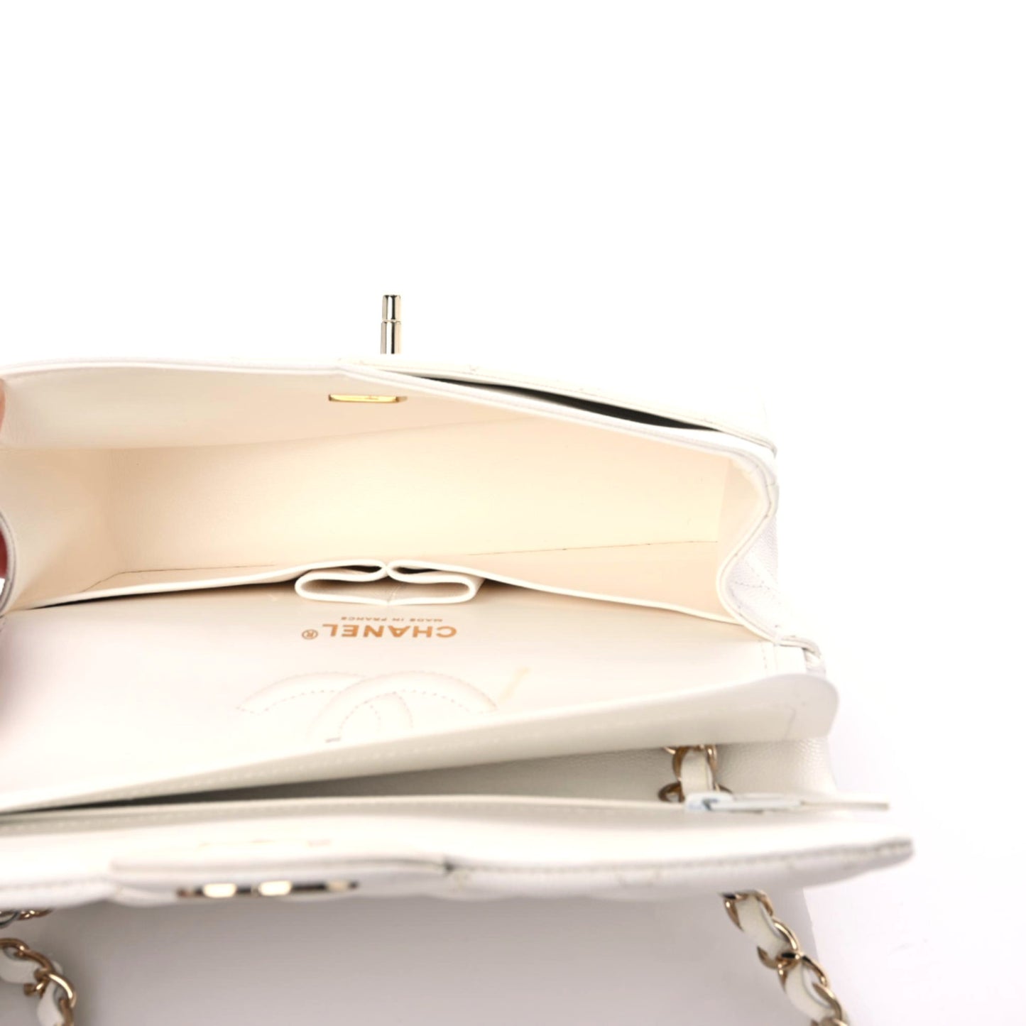Caviar Quilted Small Double Flap White