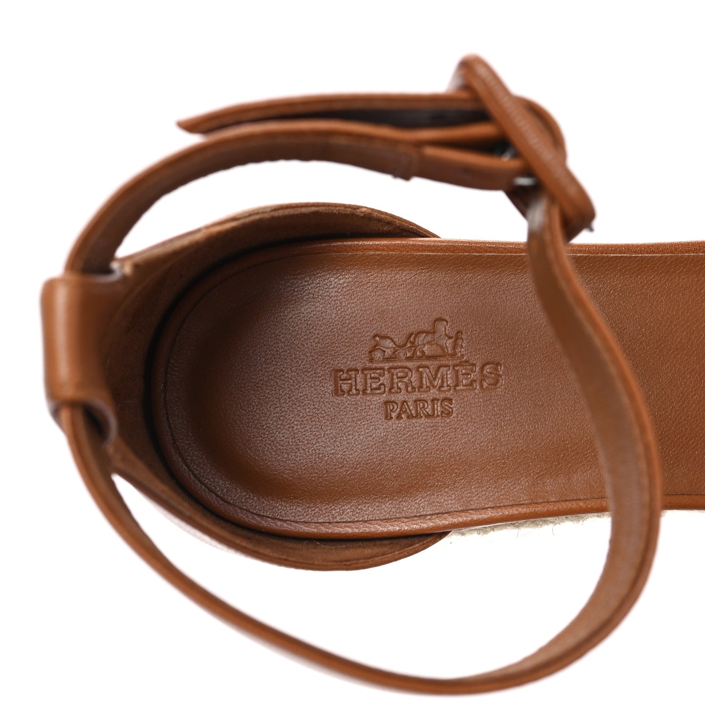 Goatskin Elda Espadrille Wedge Sandals 38 Natural