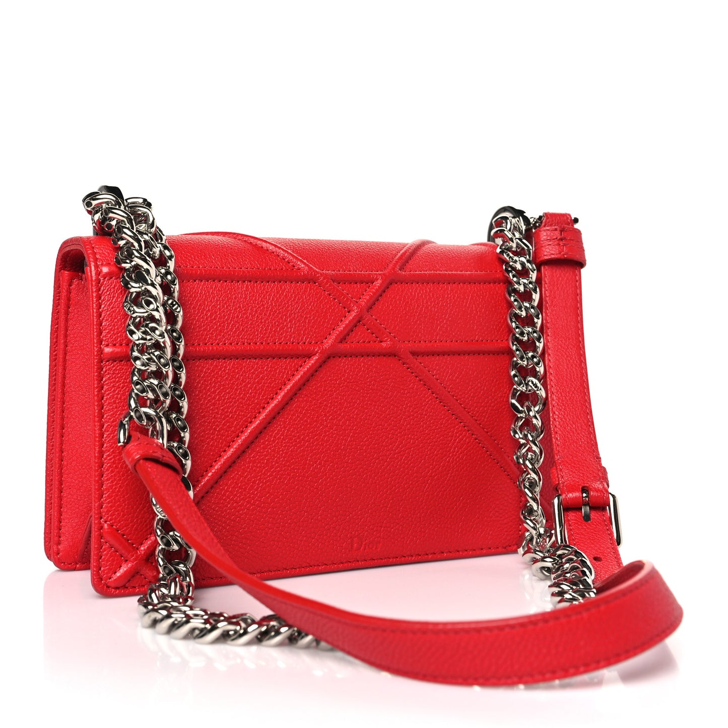 Grained Calfskin Small Diorama Flap Bag Red