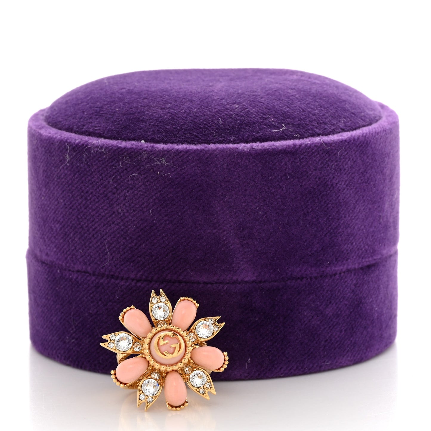 Metal Crystal Resin Interlocking G Flower Ring M Gold Pink