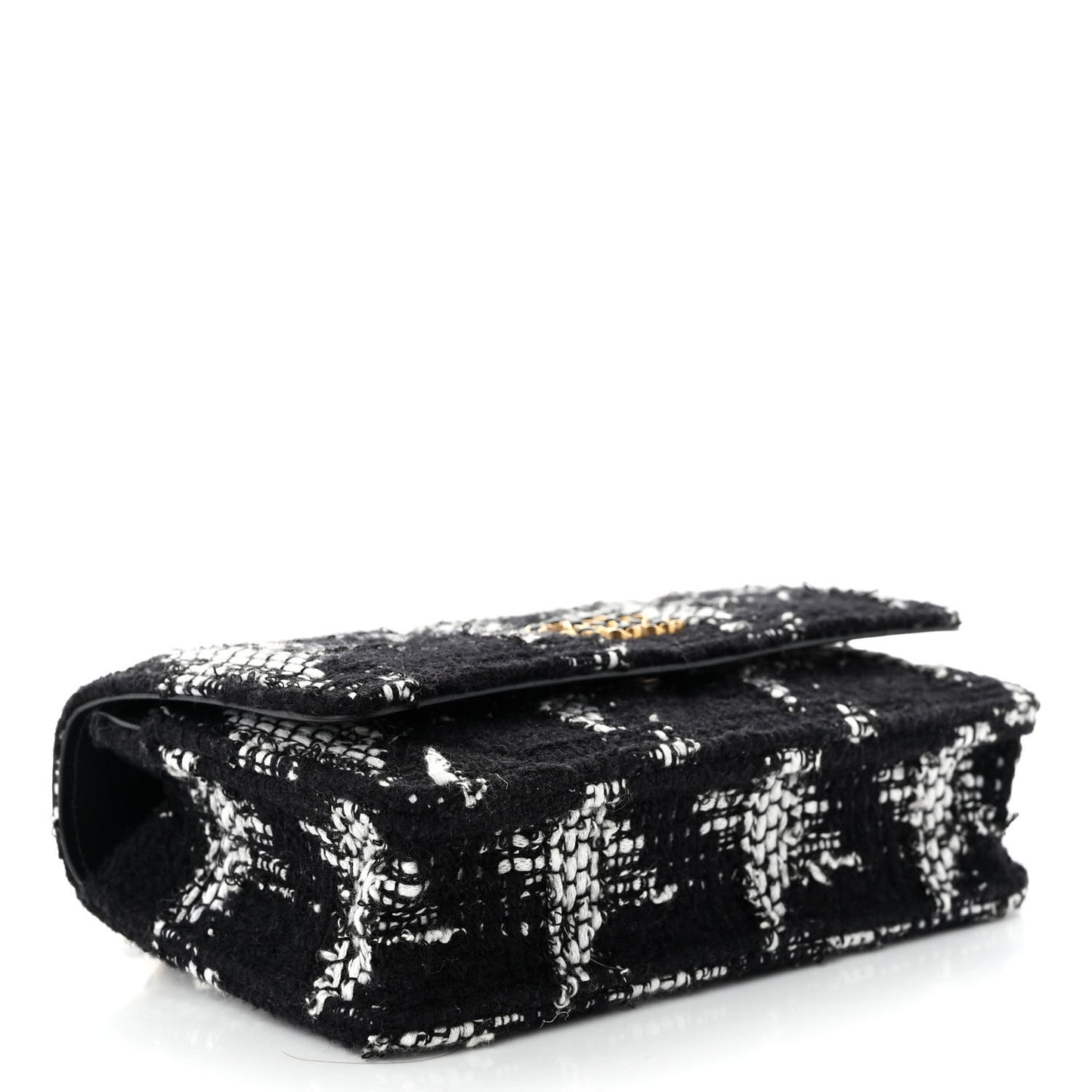 Tweed Quilted Chanel 19 Wallet On Chain WOC Black White