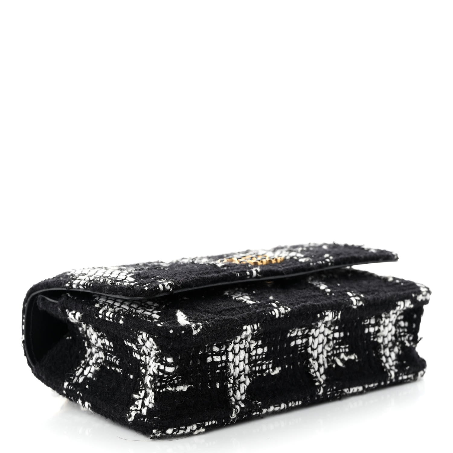 Chanel Tweed Quilted Chanel 19 Wallet On Chain WOC Black White 4 of 12