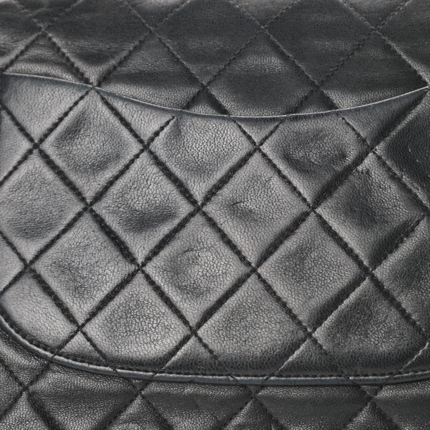 Lambskin Quilted Medium Double Flap Black