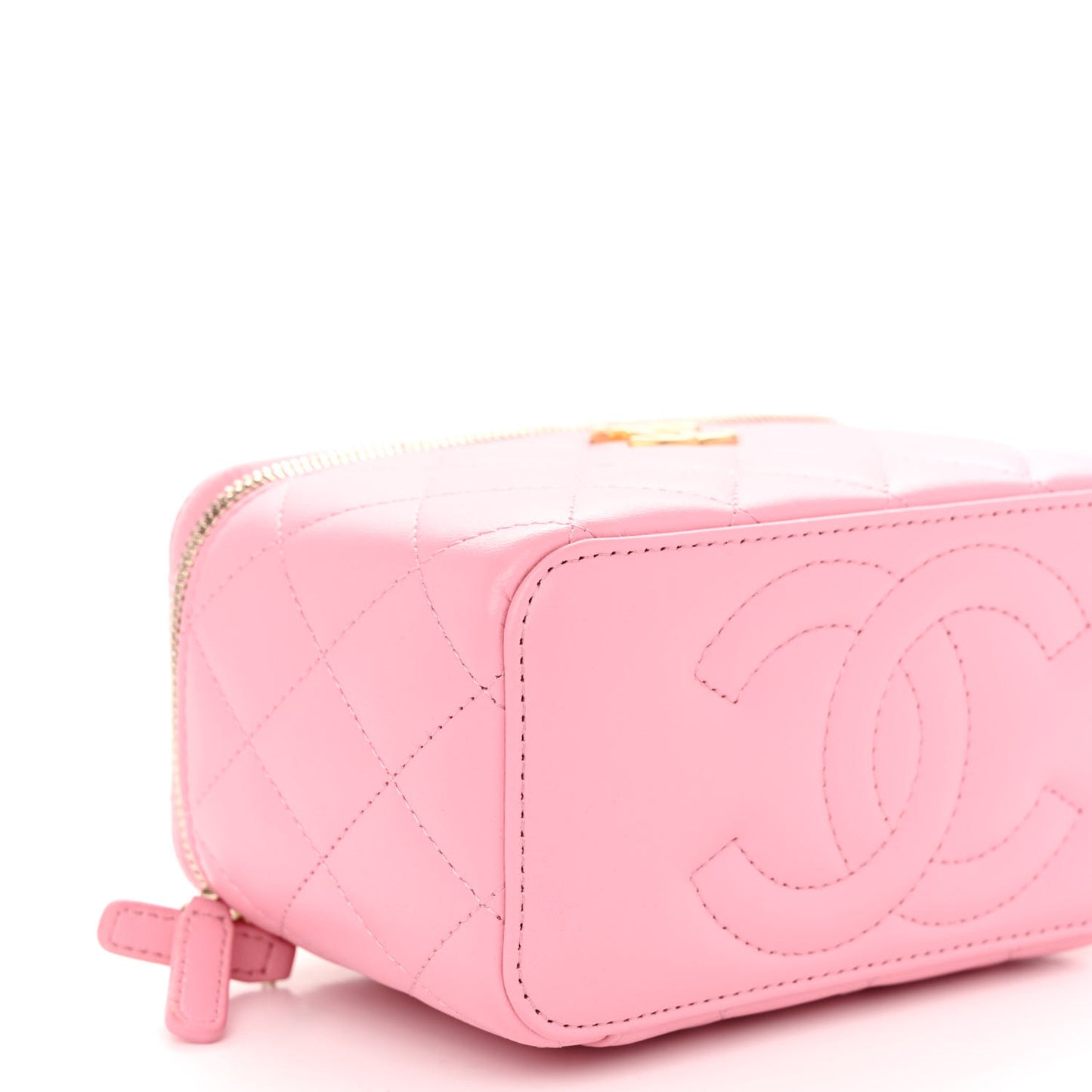 Lambskin Quilted Pick Me Up Vanity Case Pink