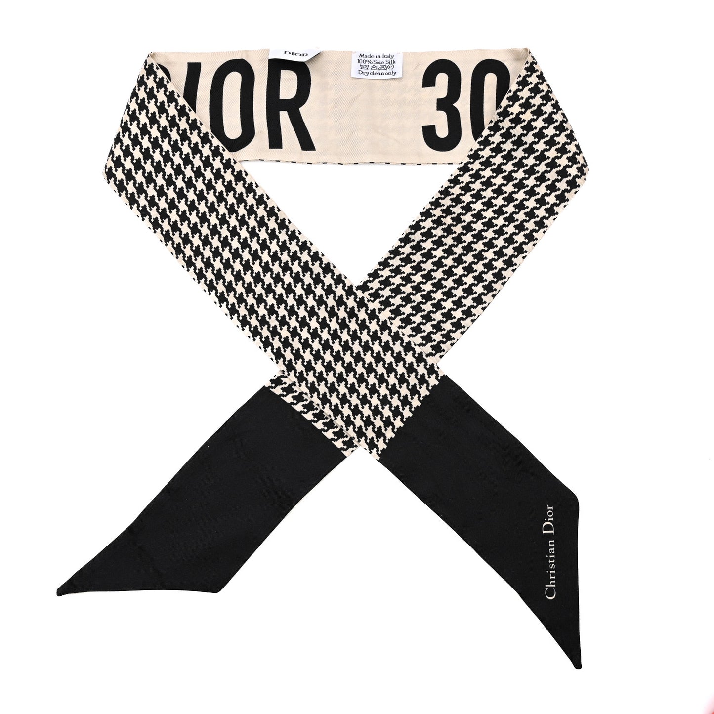 Silk Houndstooth Mitzah Scarf Black White
