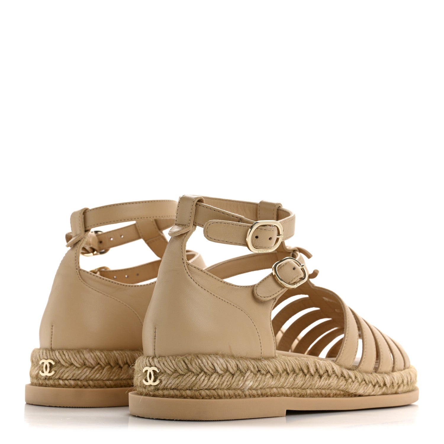 Chanel Lambskin Espadrille Sandals 36 Beige 5 of 10