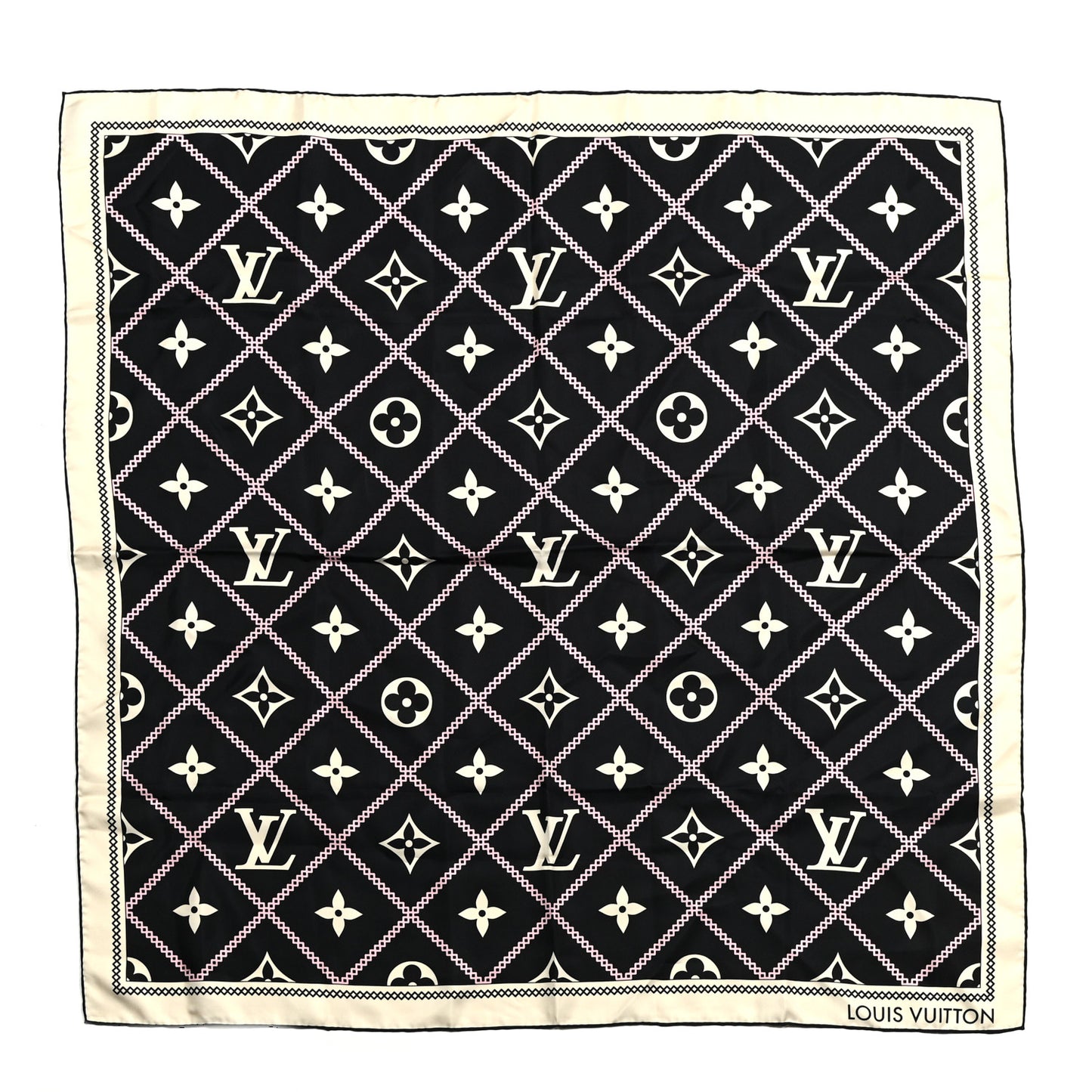 Silk Monogram Croisillon Scarf Black