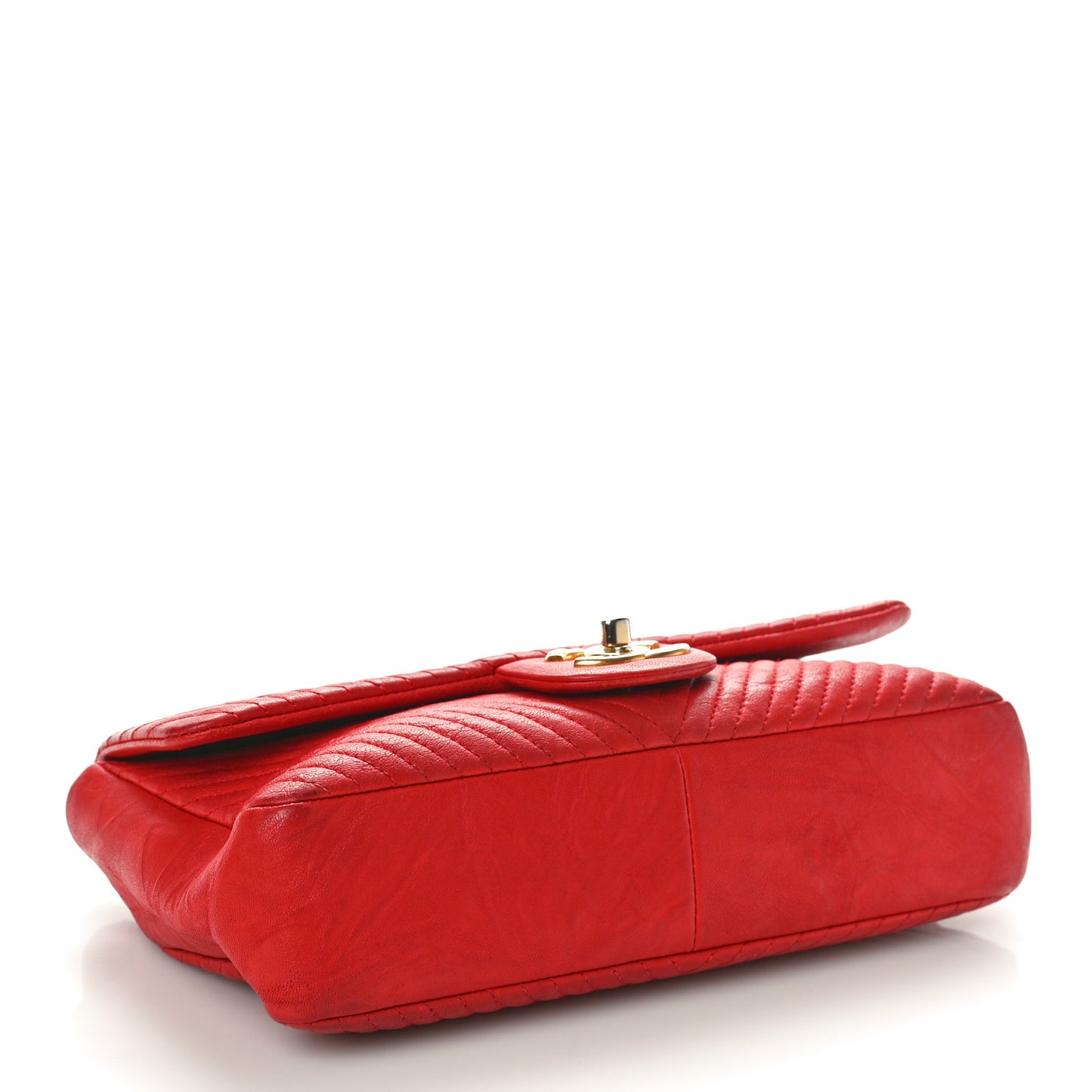 Calfskin Surpique Chevron Medium Flap Red