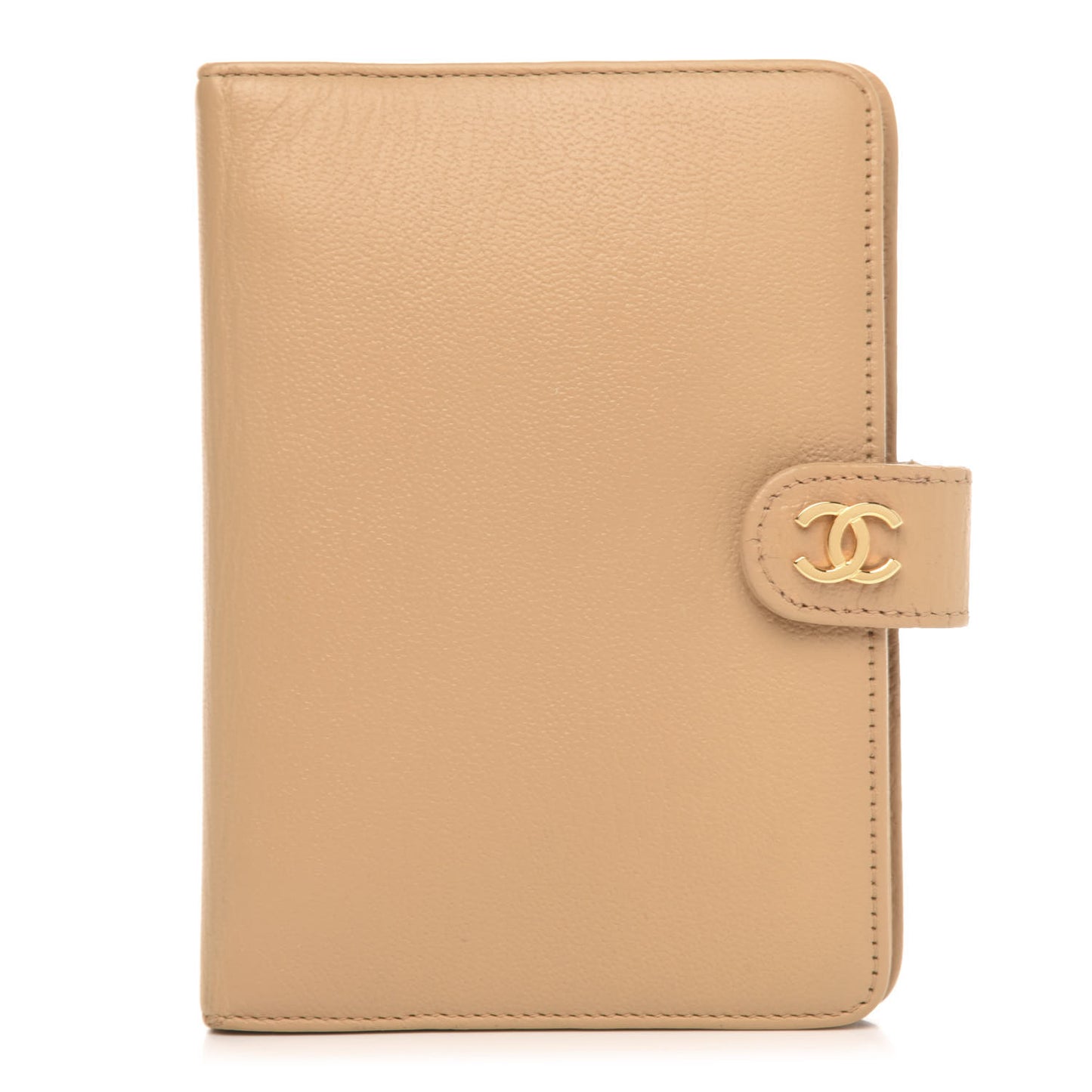 Goatskin Small Ring Agenda Planner Beige
