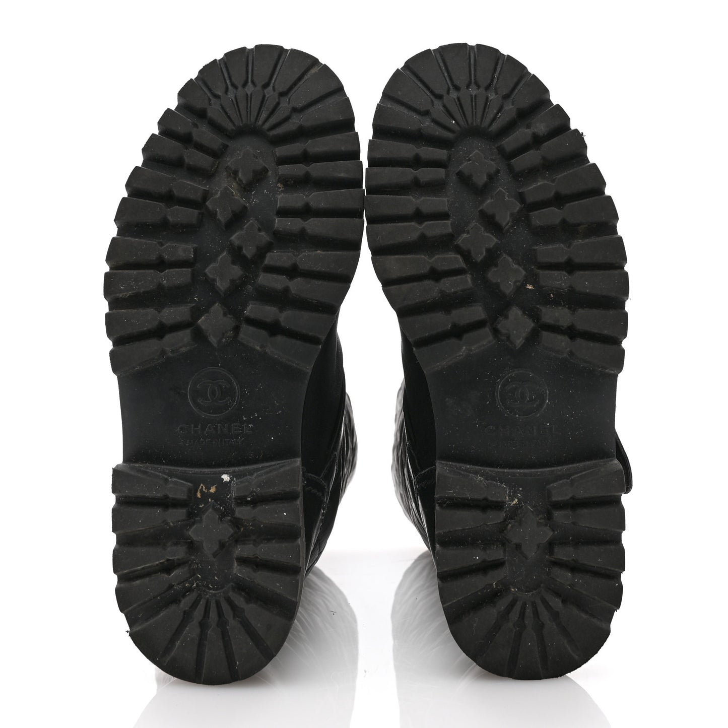 Calfskin Quilted Buckle Biker Boots 36 Black