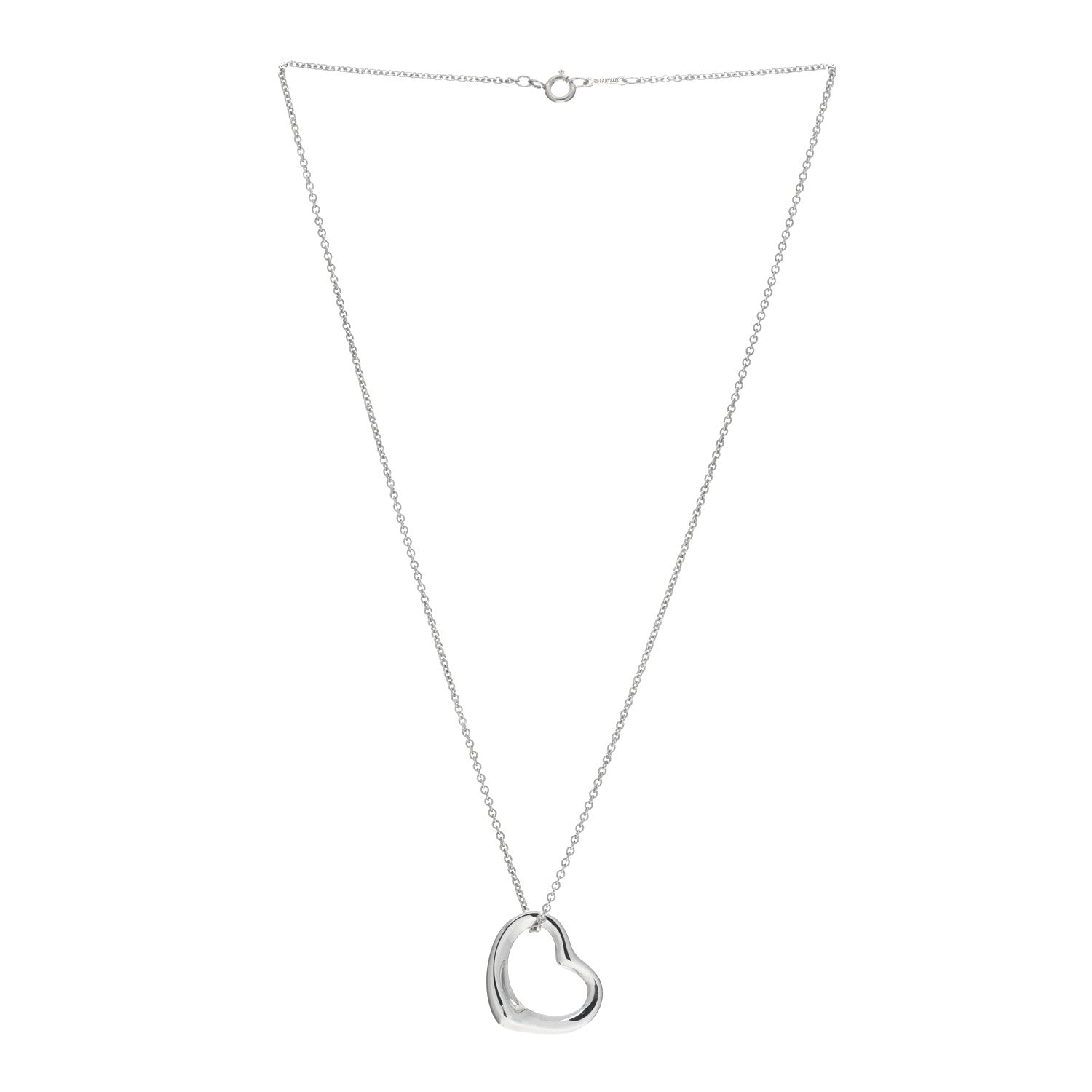 Tiffany Sterling Silver 22mm Elsa Peretti Open Heart Pendant Necklace 2 of 4