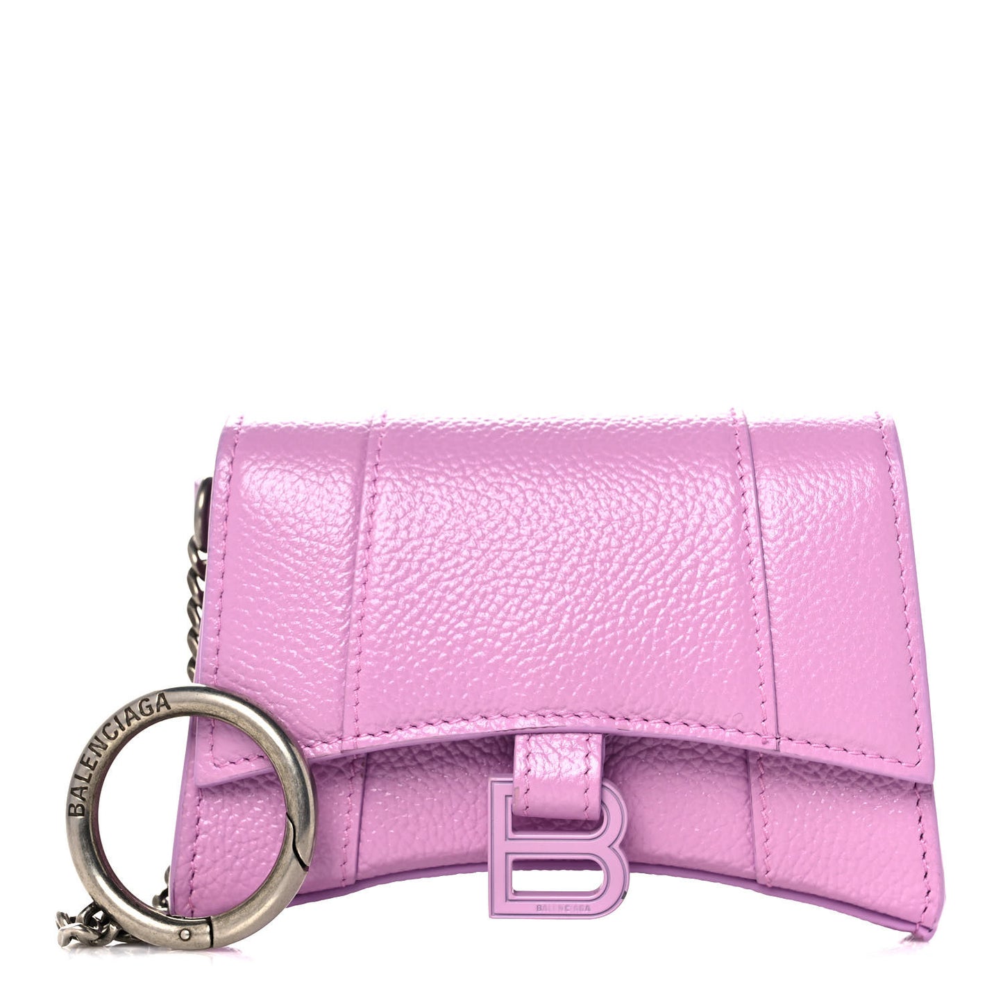 Grained Calfskin Tonal B Hourglass Chain Cardholder Lilac