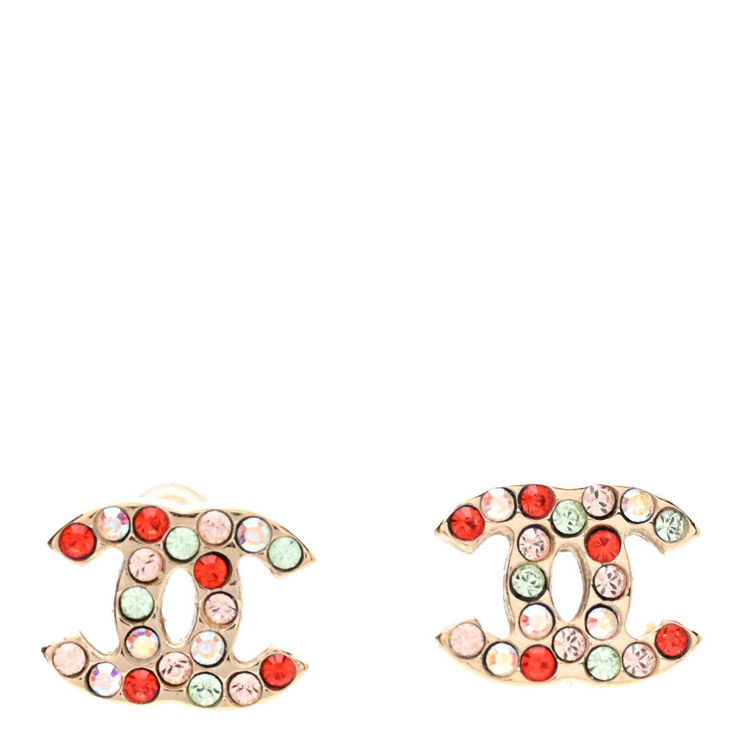 Chanel Crystal CC Earrings Gold Multicolor 1 of 4