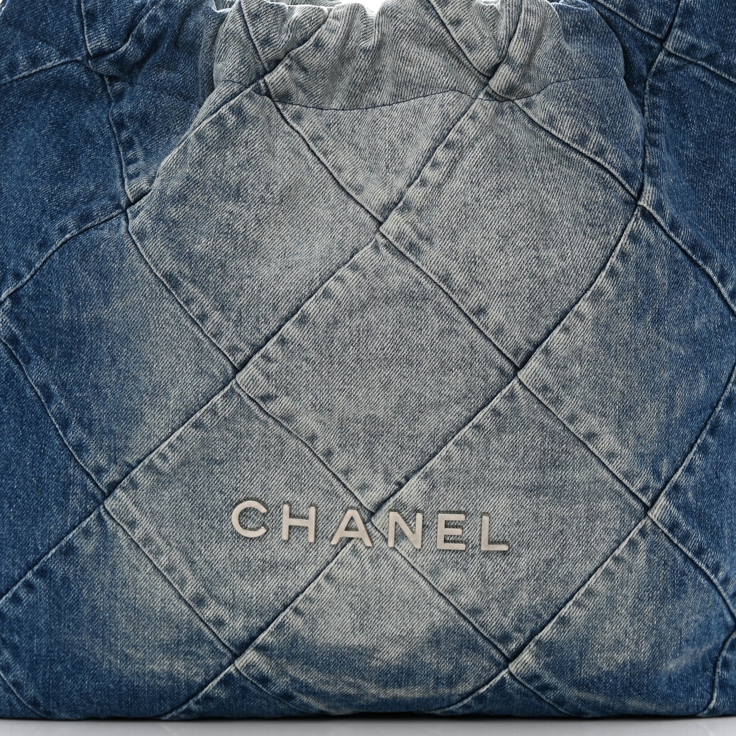Denim Quilted Chanel 22 Blue