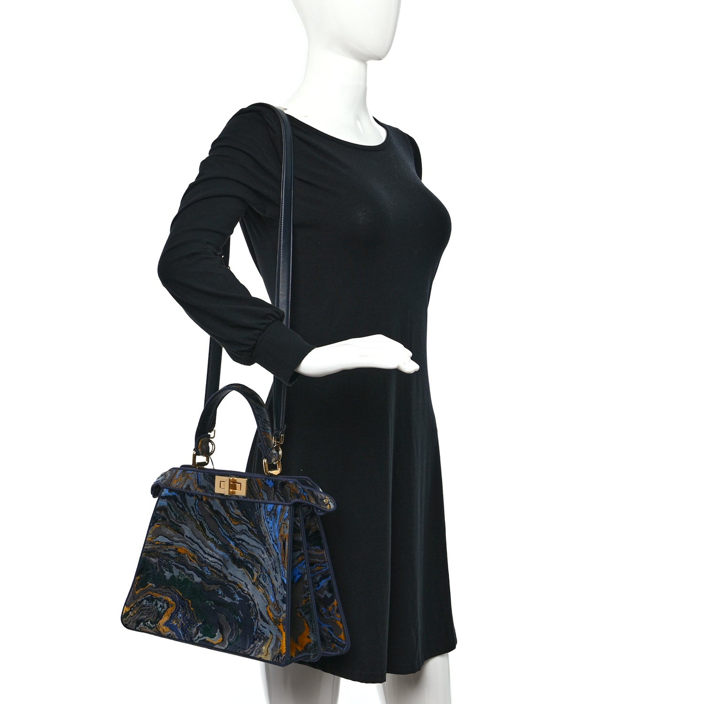 Velvet Marble Medium Peekaboo I SEE U Satchel Bleu Multicolor