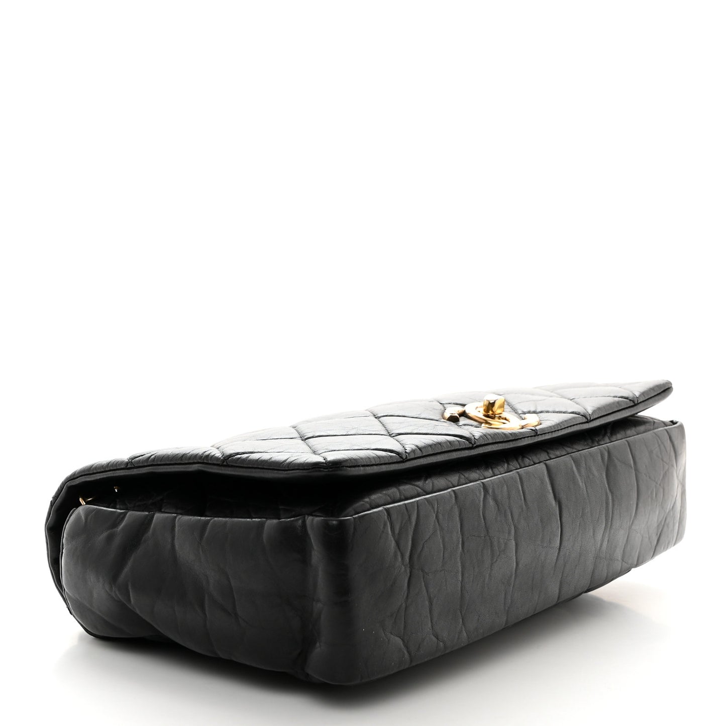 Aged Calfskin Quilted Small Pondichery Flap Black
