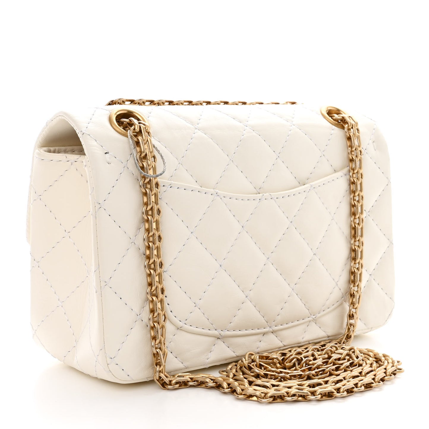 Aged Calfskin Quilted 2.55 Reissue Mini Flap White