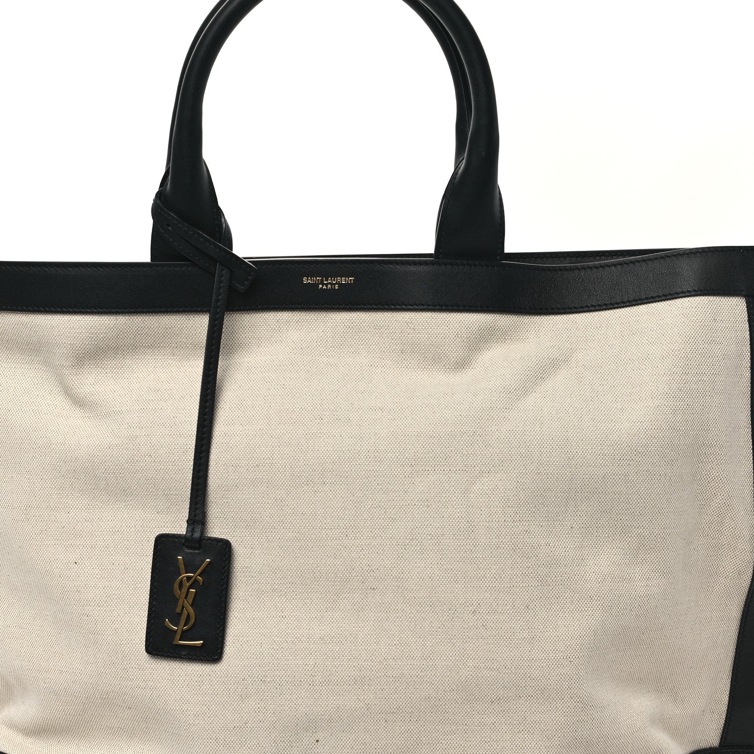 Saint Laurent Calfskin Linen Two Tone Cabas Tote Black 8 of 12