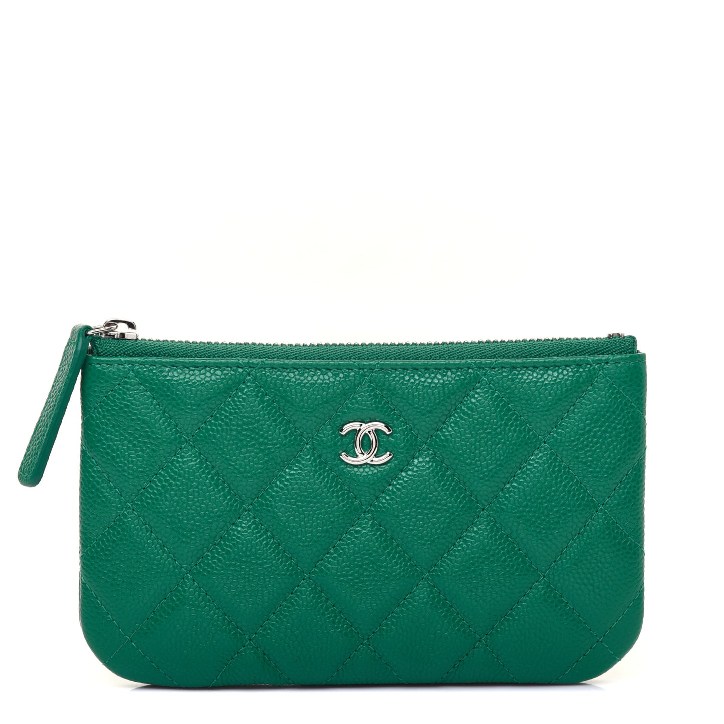 Caviar Quilted Small Cosmetic Case Green