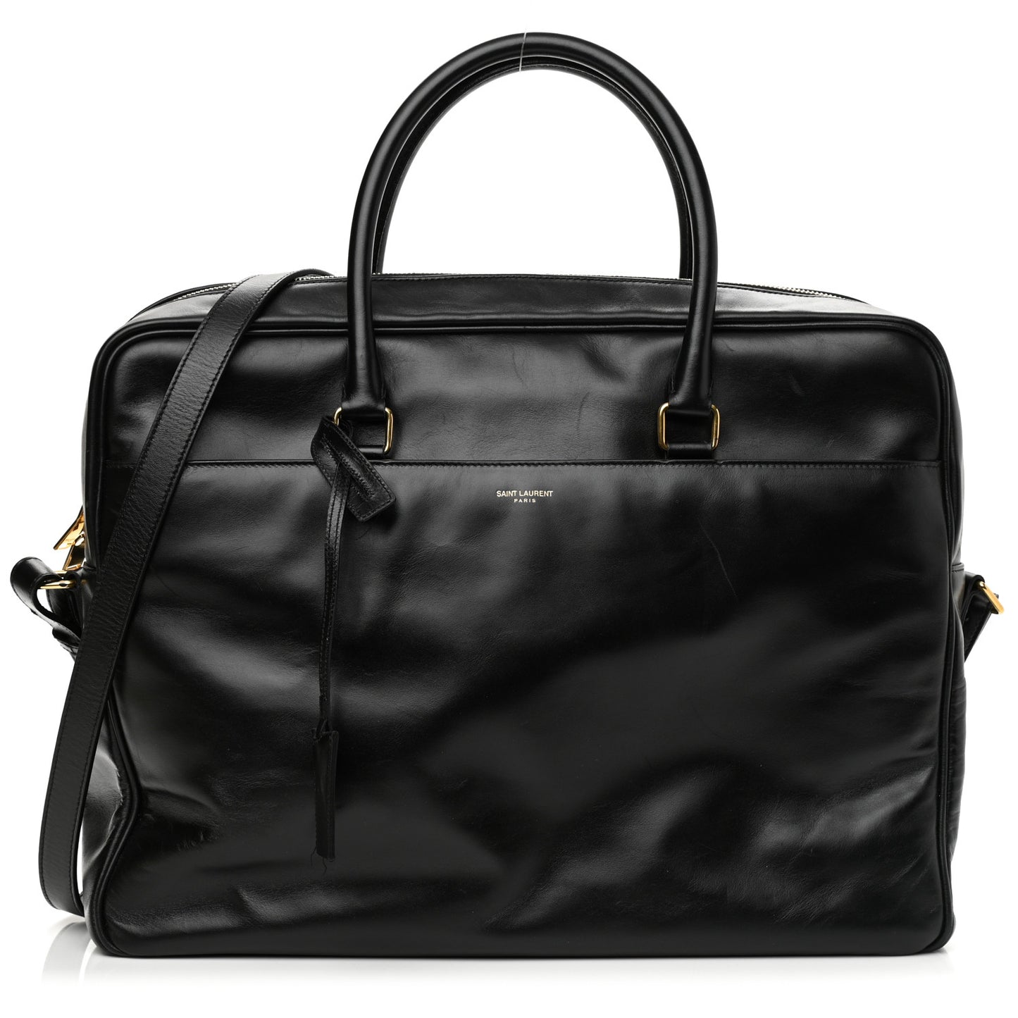 Calfskin Small Classic Duffle Briefcase Black