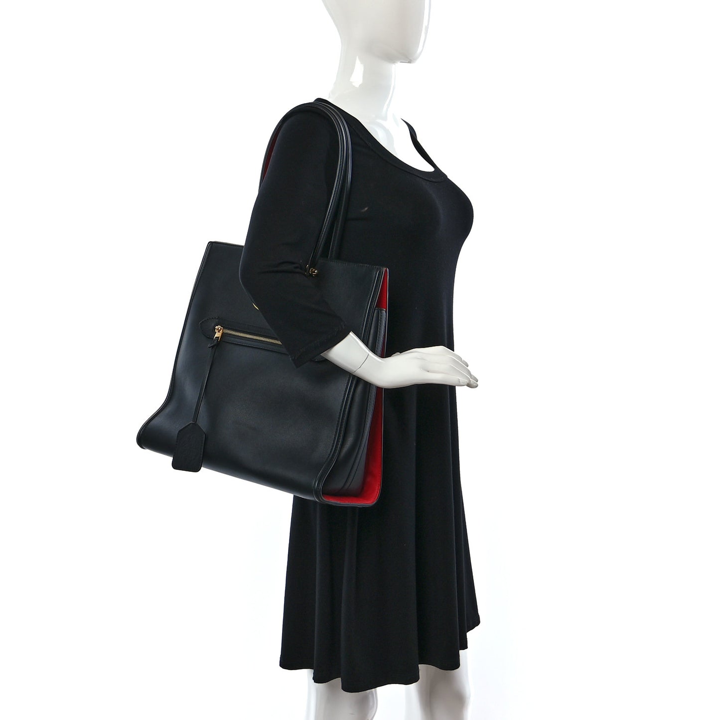 Calfskin The Tall Story Shoulder Bag Black Red