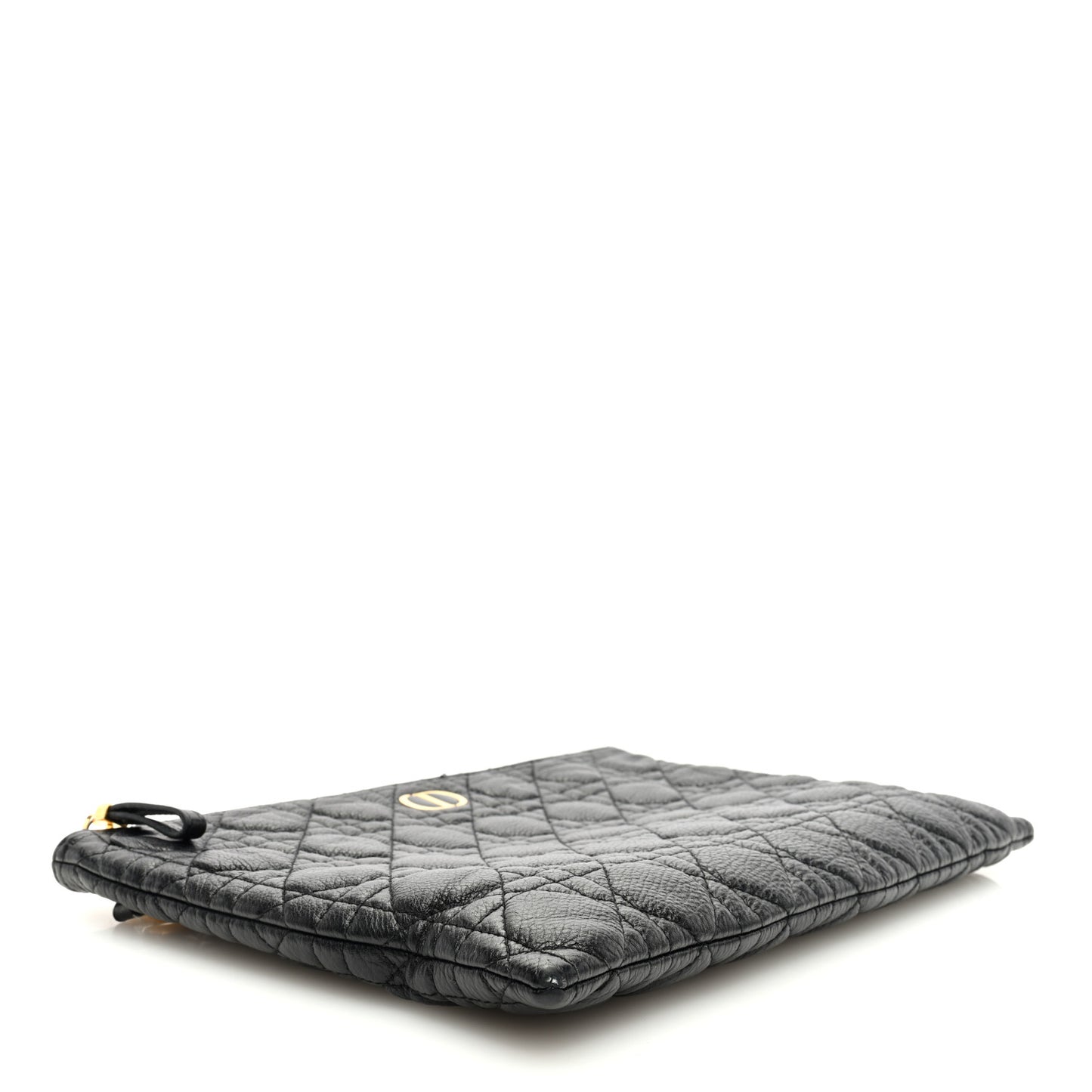 Supple Calfskin Cannage Large Caro Daily Pouch Black
