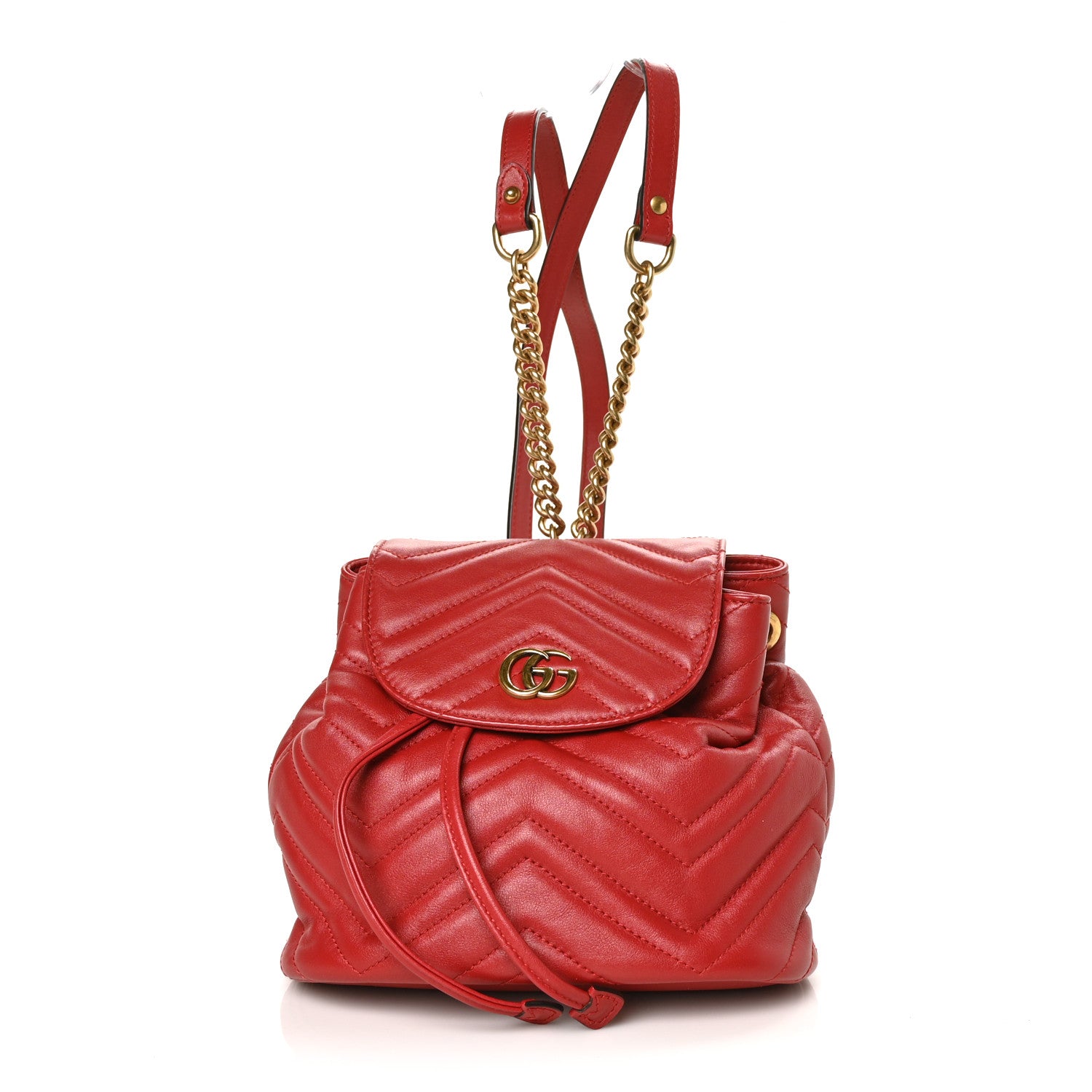 Gucci Calfskin Matelasse GG Marmont Flap Backpack Hibiscus Red 1 of 8