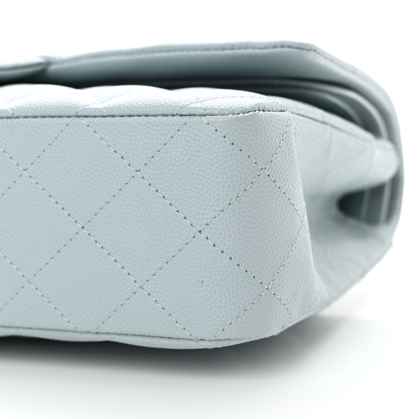 Caviar Quilted Medium Double Flap Light Blue