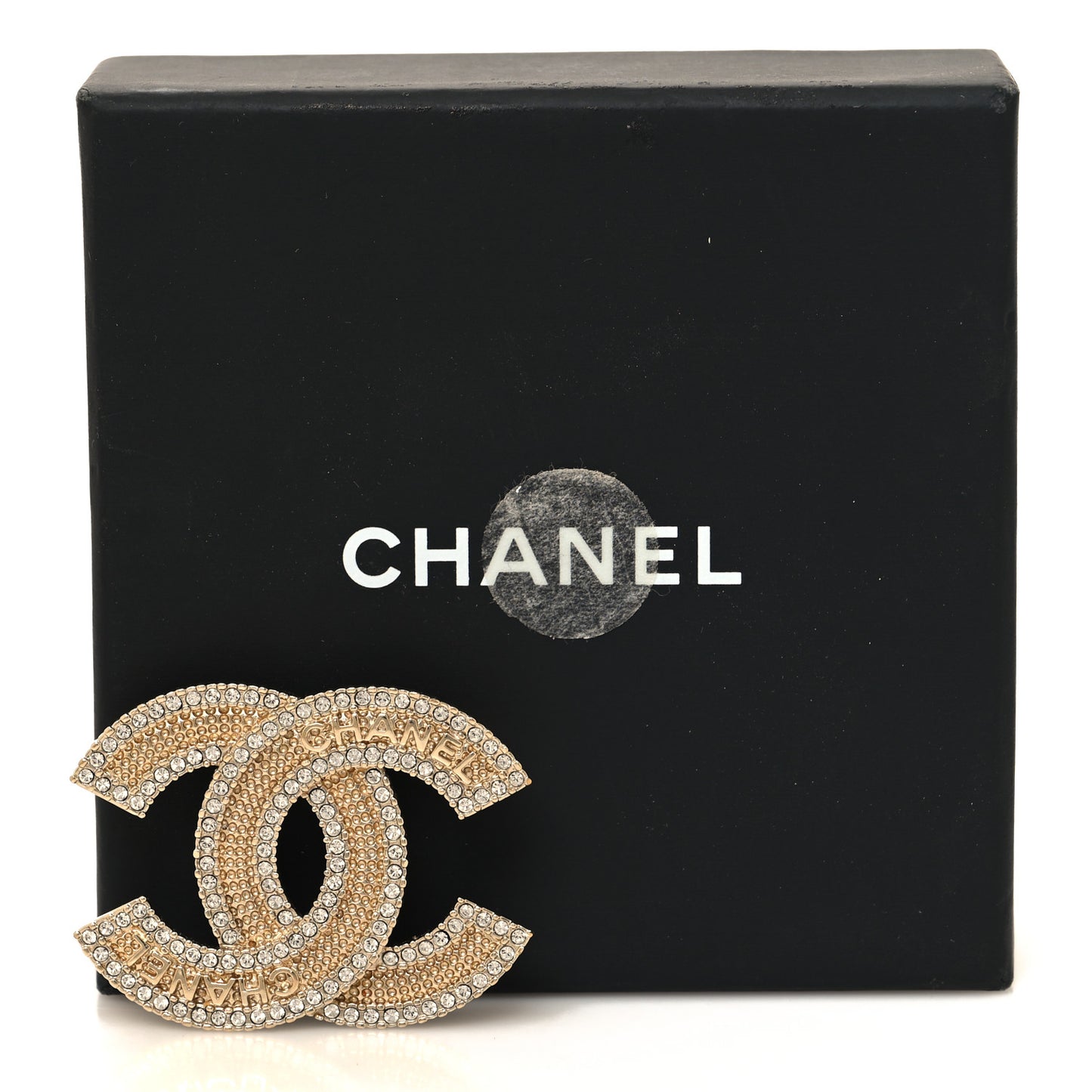Crystal CC Brooch Light Gold