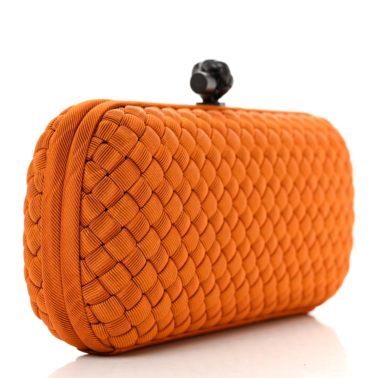 Bottega Veneta Satin Intreccio Impero Ayers Stretch Knot Clutch Orange 3 of 6