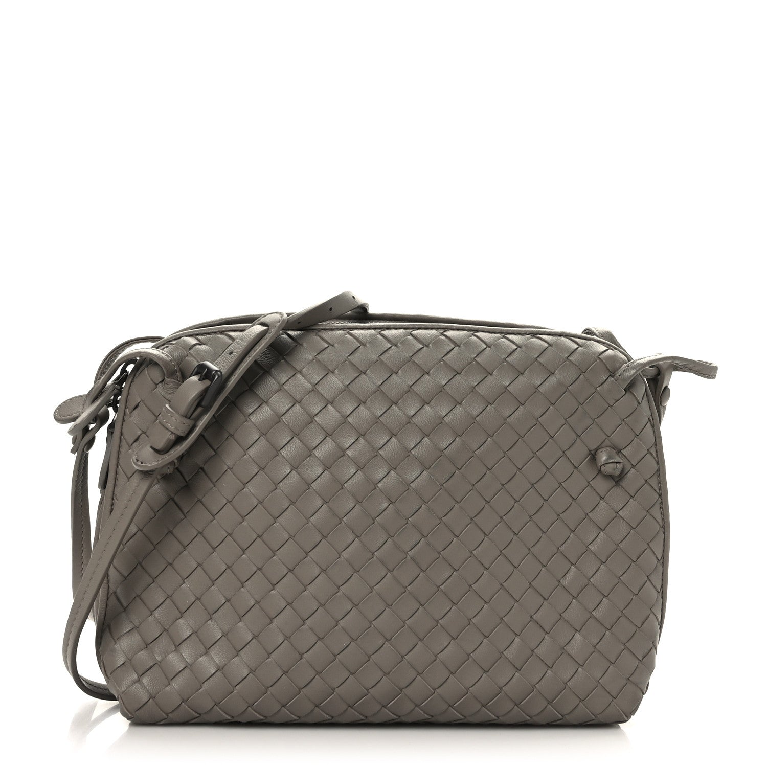 Bottega Veneta Nappa Intrecciato Nodini Crossbody Messenger Light Grey 1 of 8