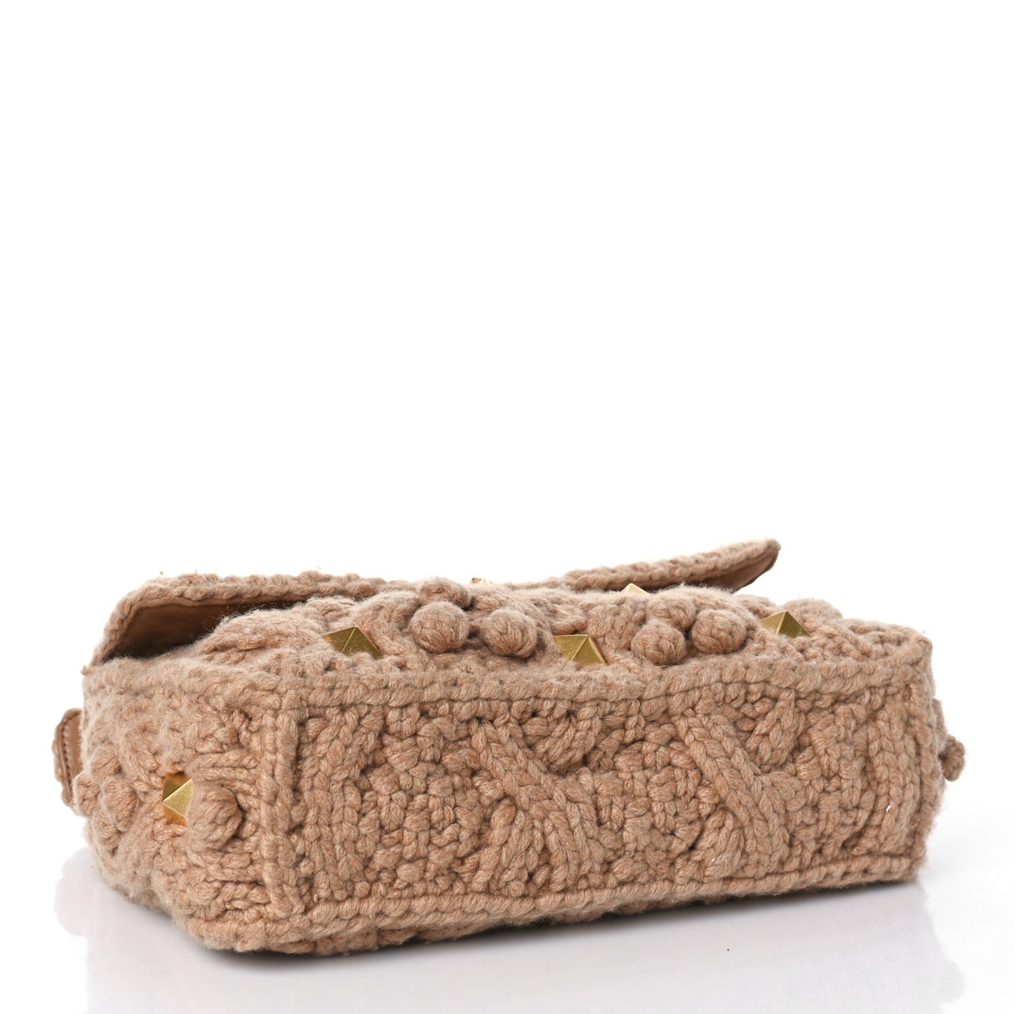 Cashmere Large Roman Stud Shoulder Bag Beige
