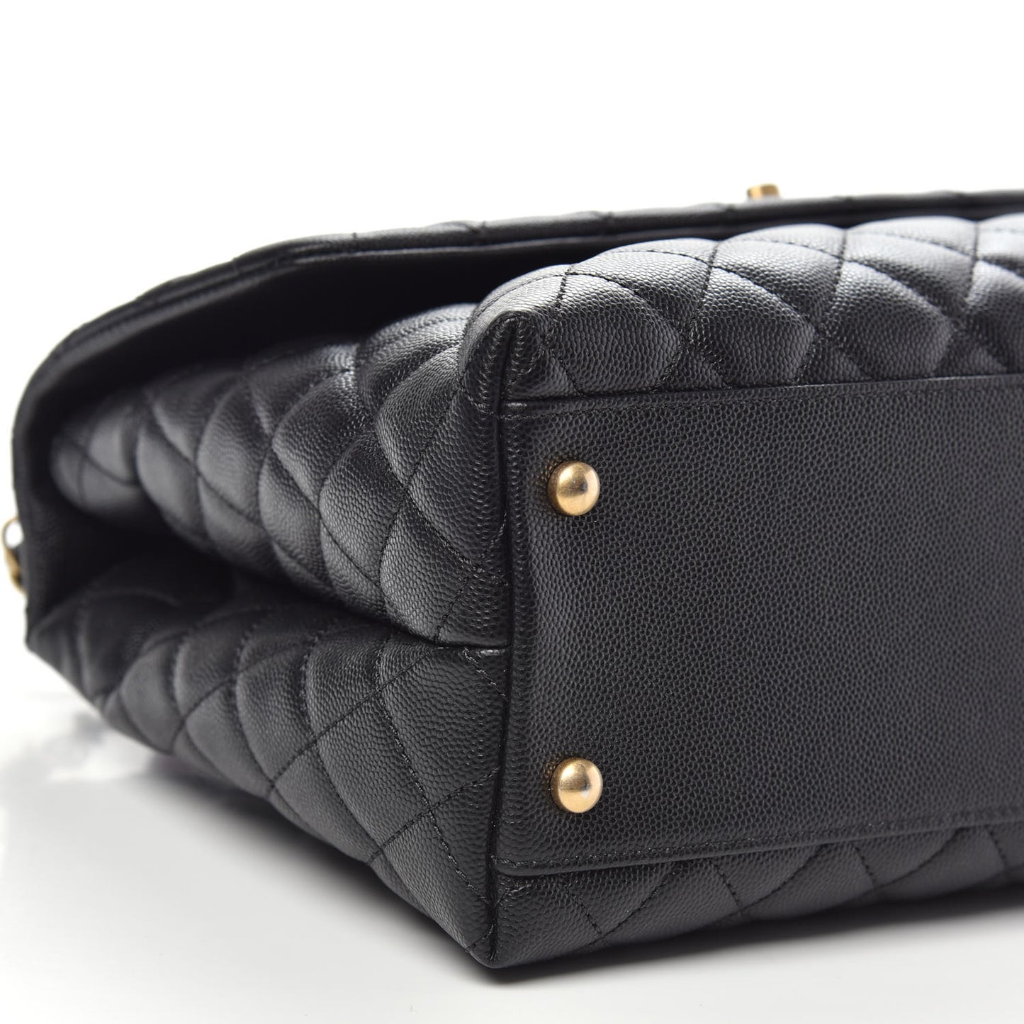 Caviar Elaphe Quilted Medium Coco Handle Flap Black Burgundy