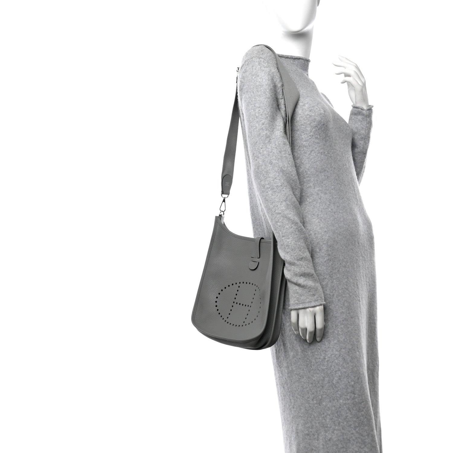 Hermes Taurillon Clemence Evelyne III PM Gris Mouette 2 of 11