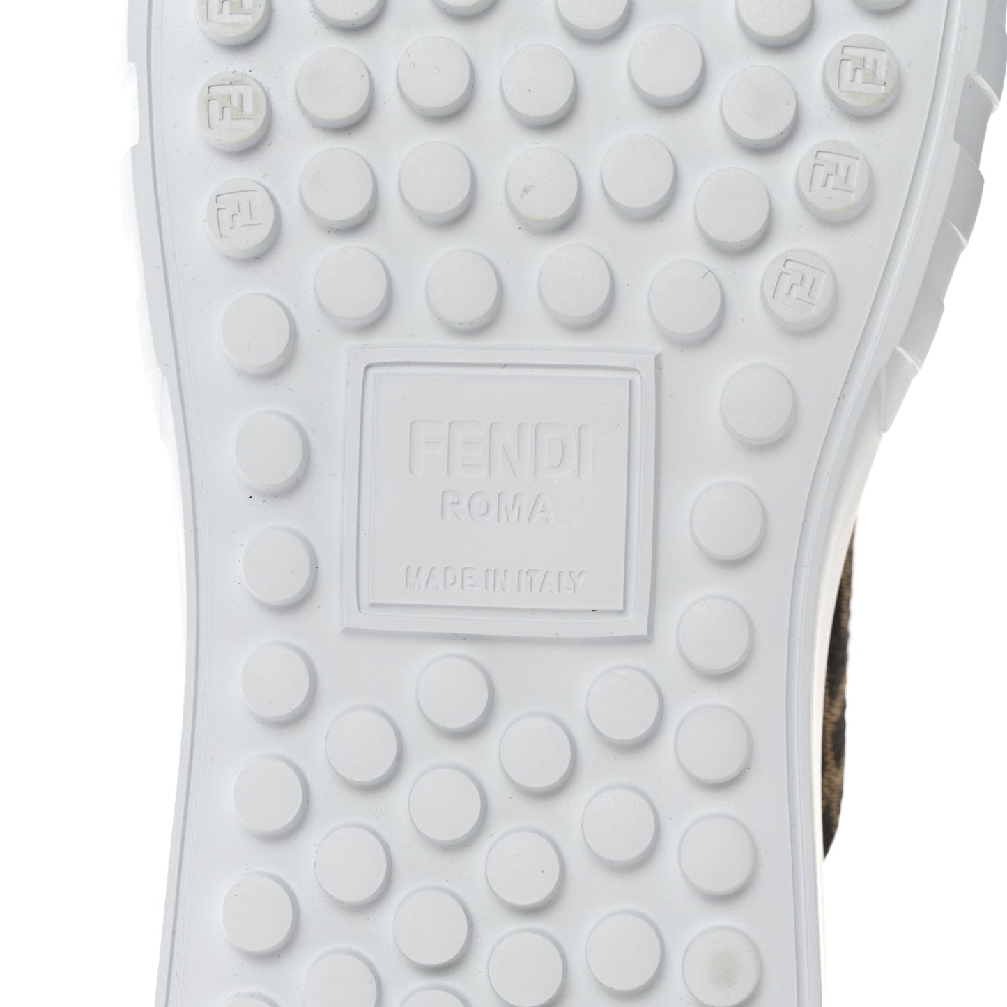 Fabric Jacquard Vitello Technical Fabric FF Womens Fendi Force Low Top Sneakers 39.5 Tobacco Black Ultrawhite White