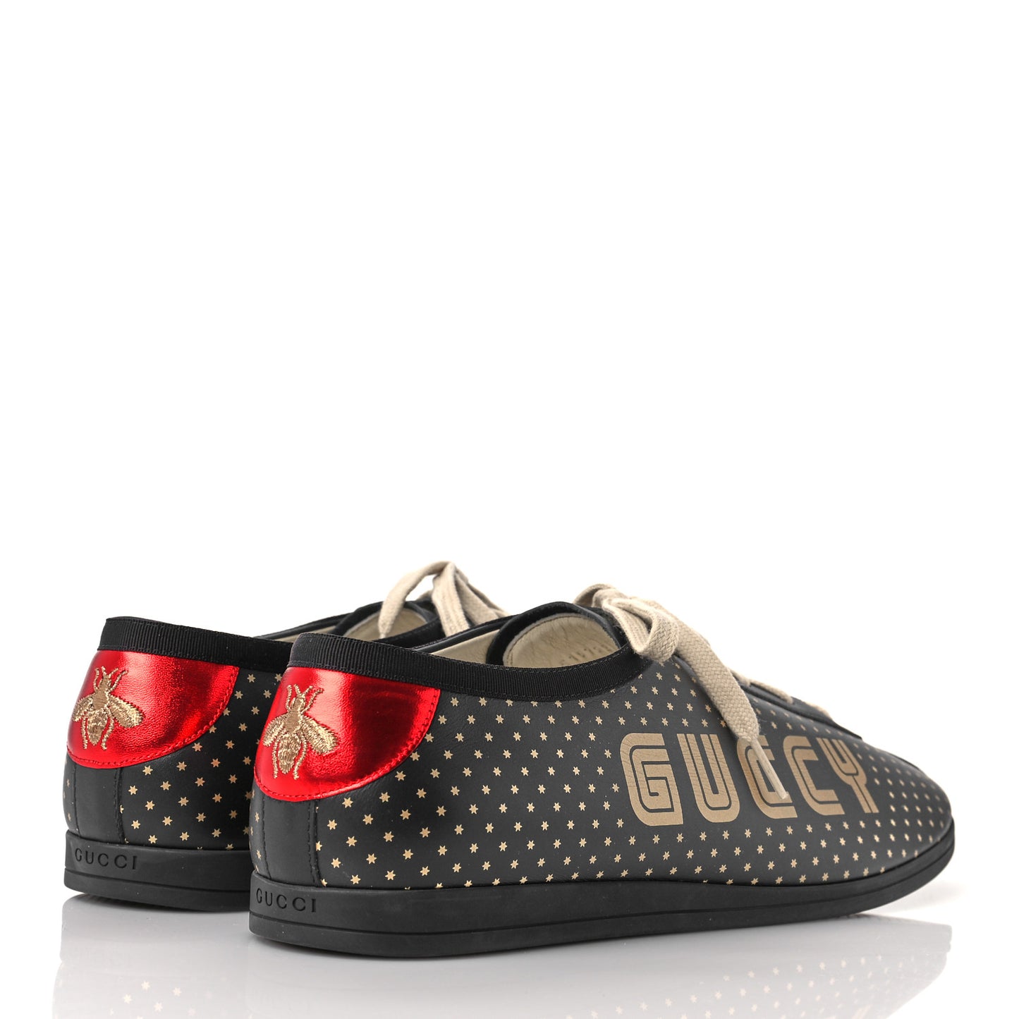 X SEGA Calfskin GUCCY Stars Mens Falacer Sneakers 12 Black