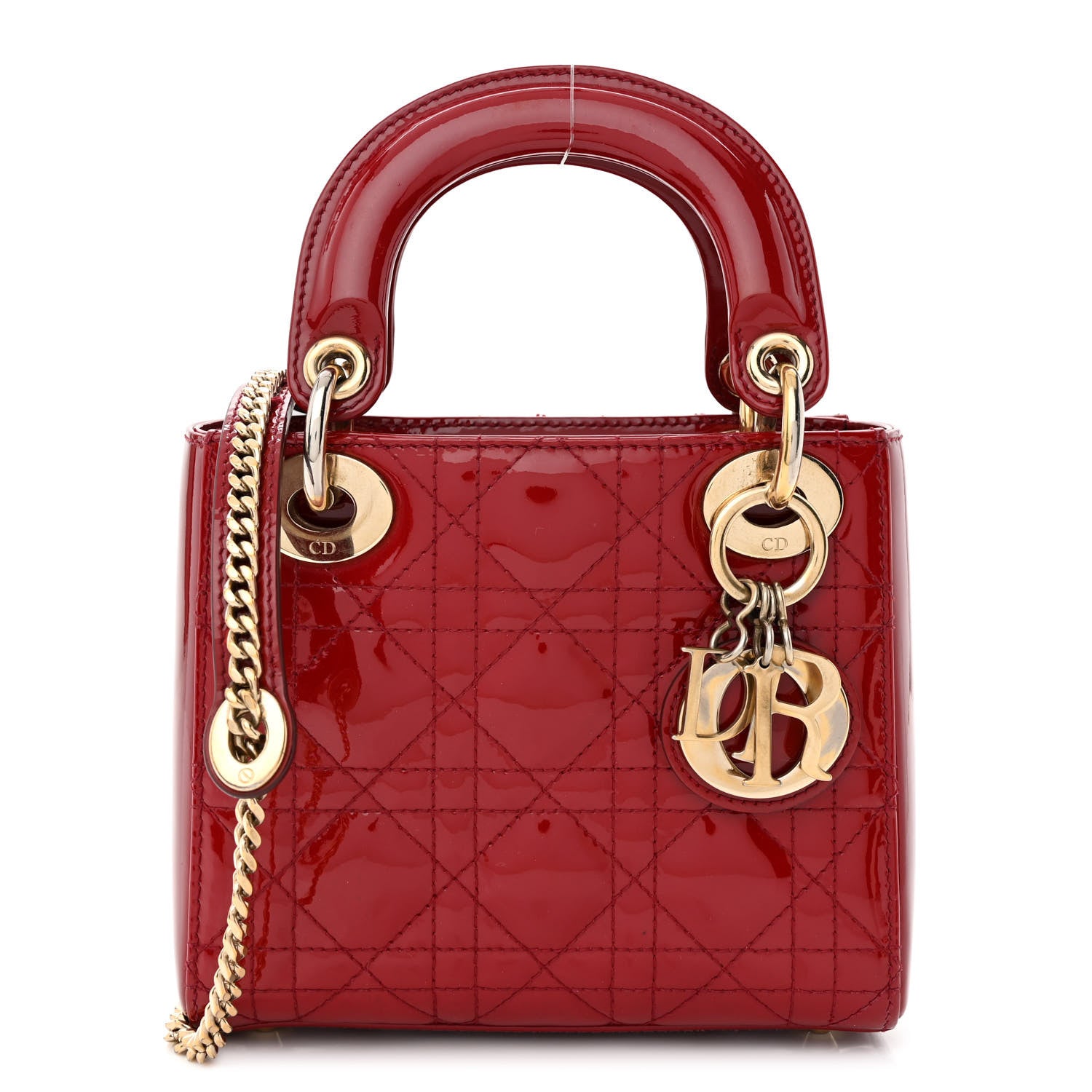 Christian Dior Patent Cannage Mini Lady Dior Red 1 of 14