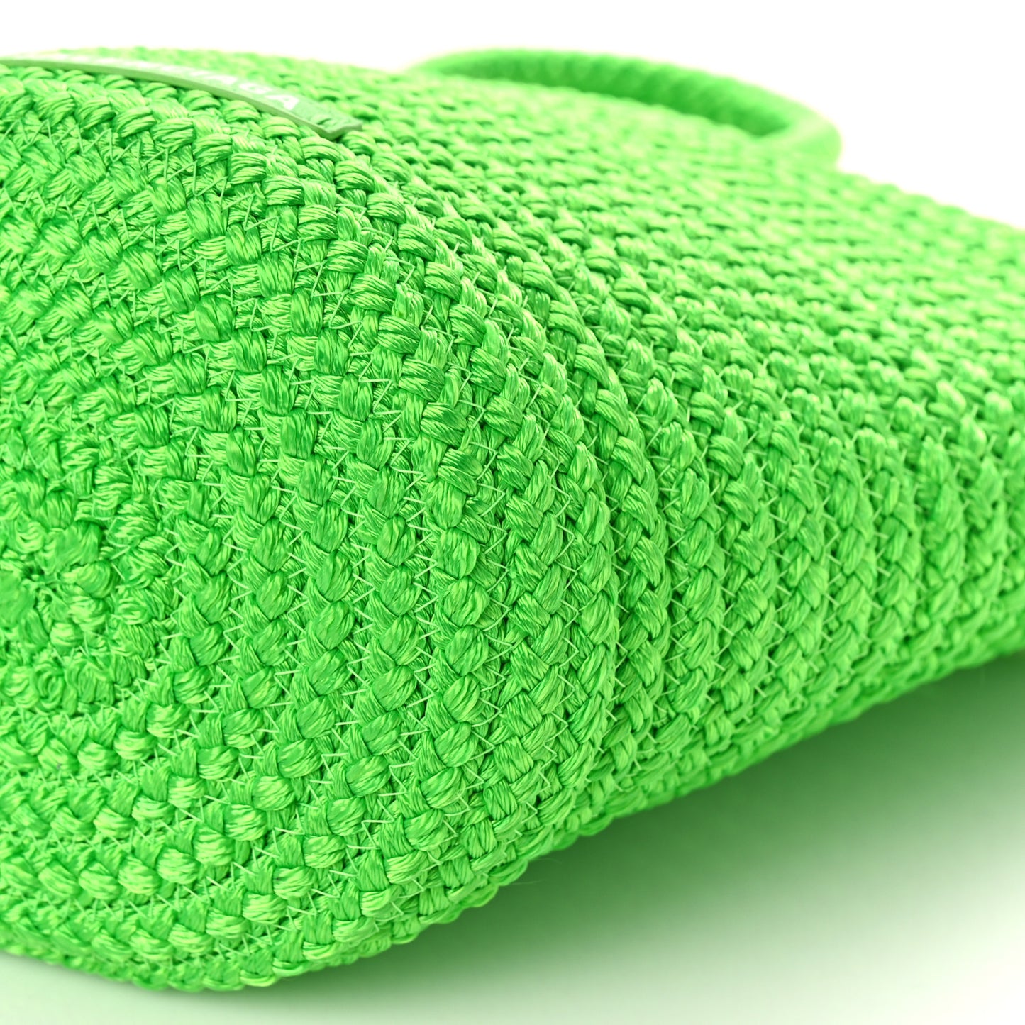 Nylon Lambskin Woven Small Ibiza Basket With Strap Green