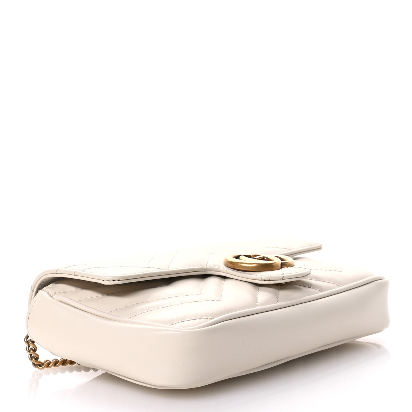 Calfskin Matelasse Mini GG Marmont Shoulder Bag With Card Holder White Black