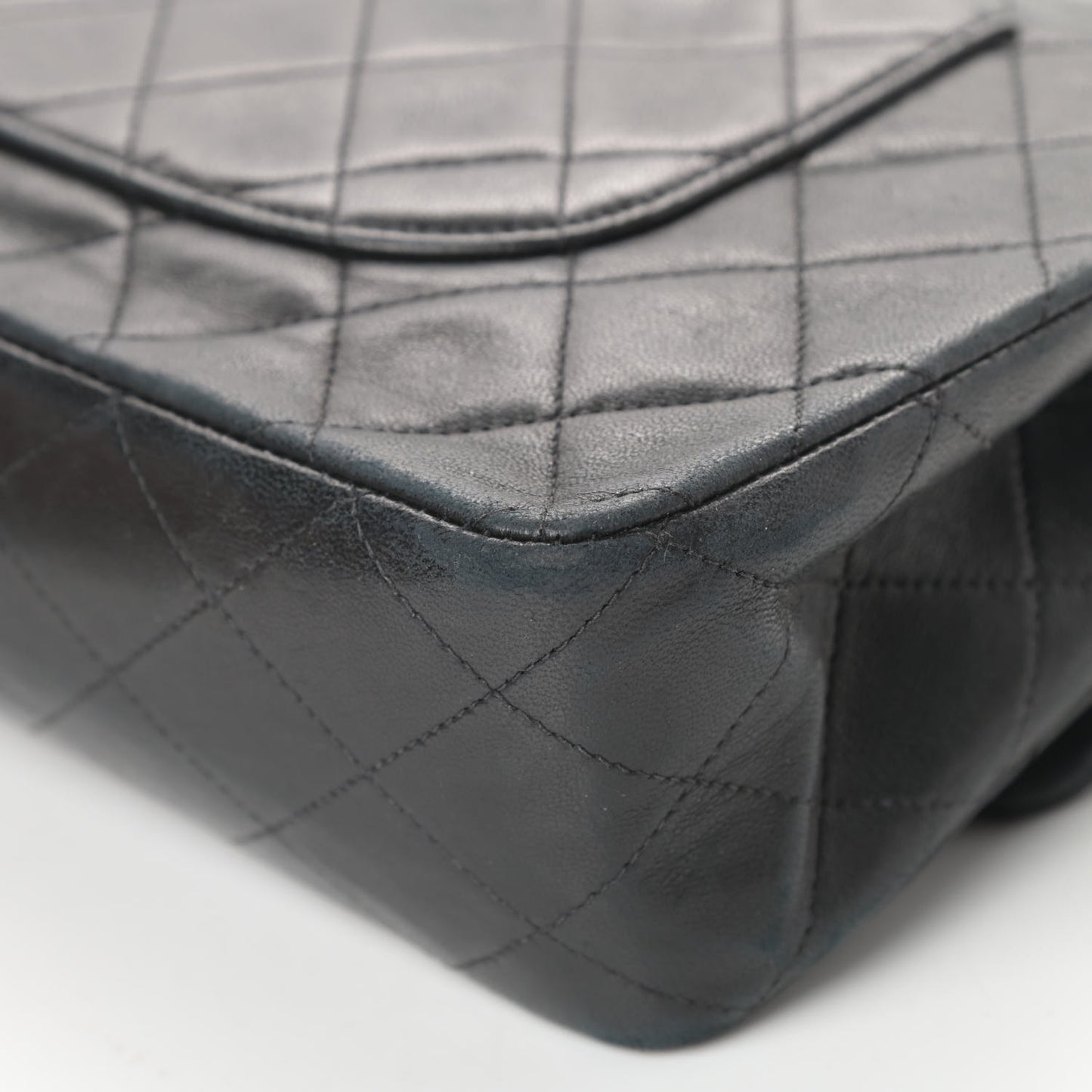 Lambskin Quilted Medium Double Flap Black