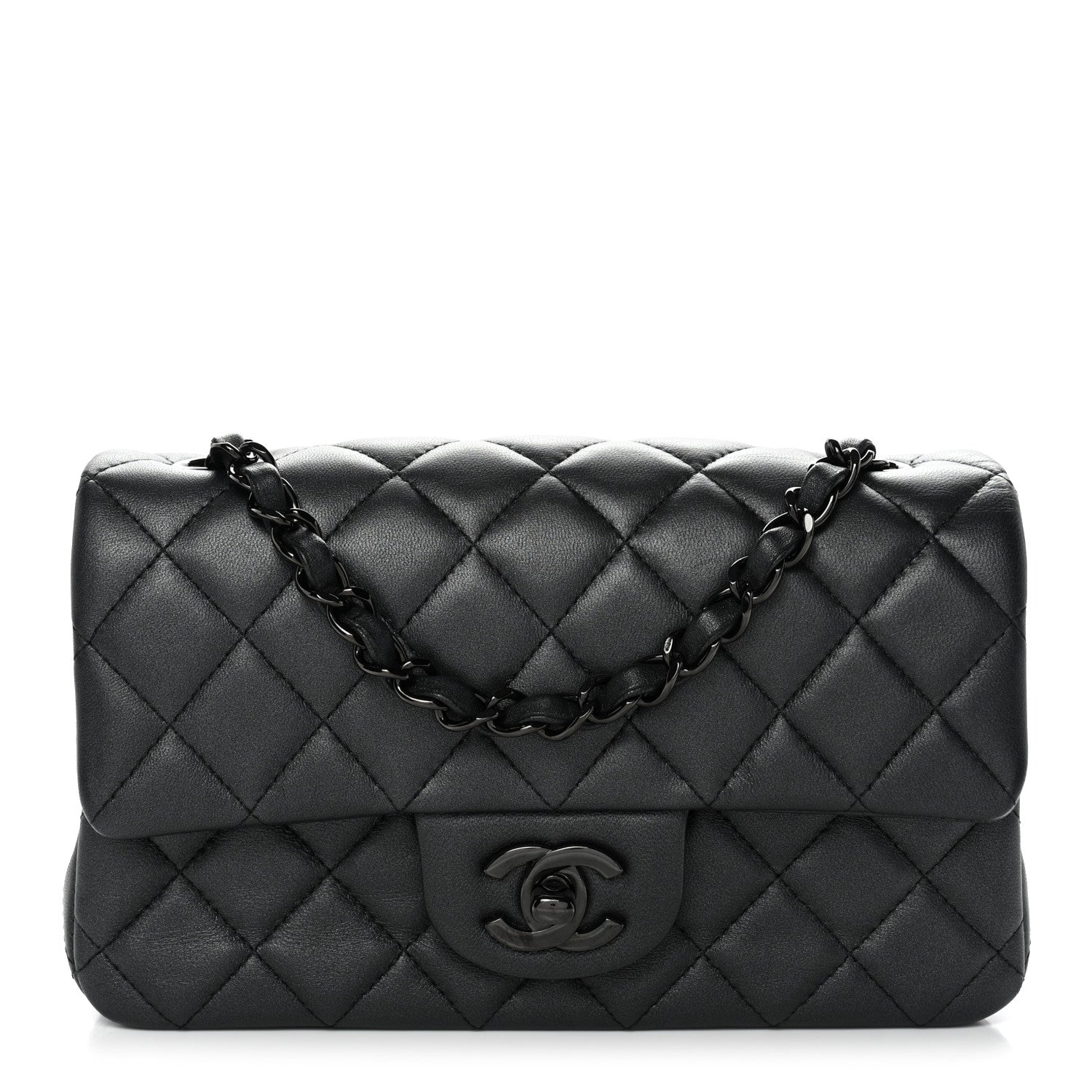 Chanel Lambskin Quilted Mini Rectangular Flap So Black 1865004