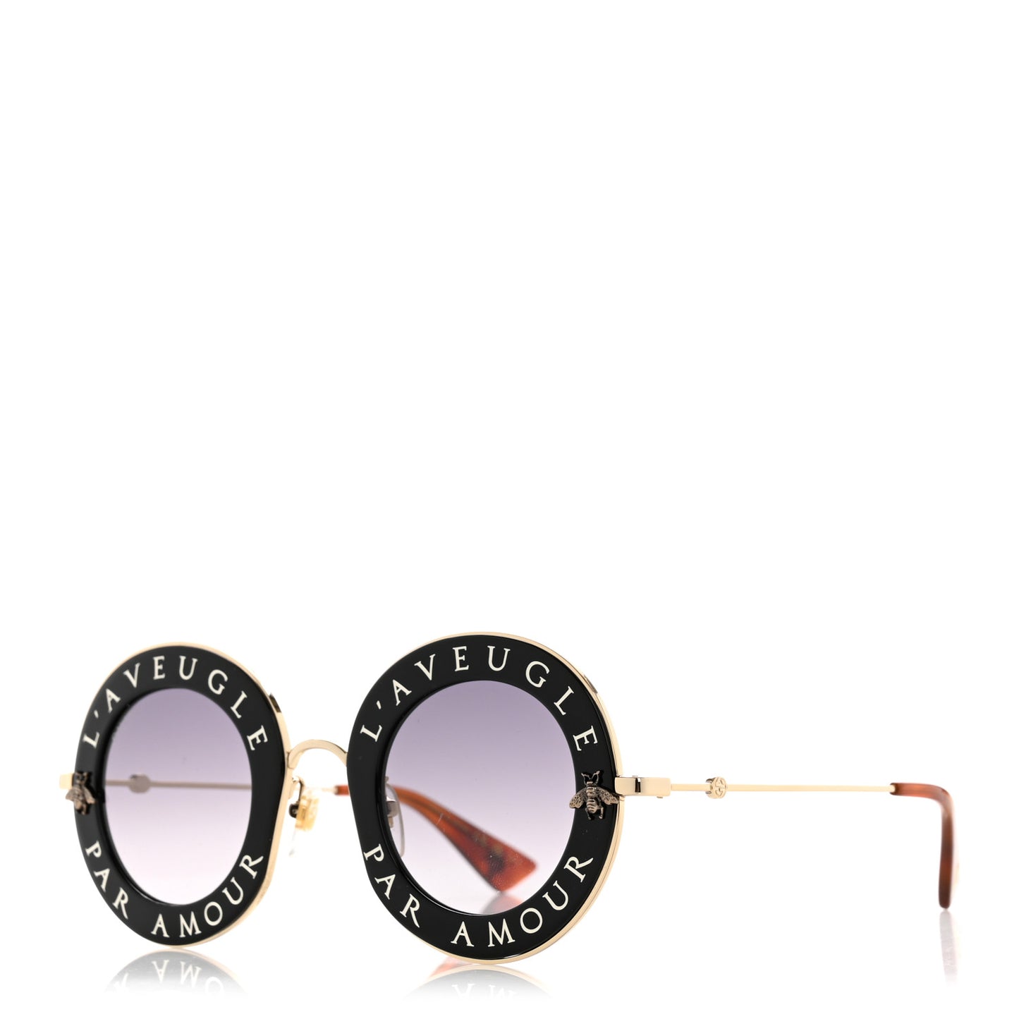 Metal L'Aveugle Par Amour Round Frame Sunglasses GG0113S Black
