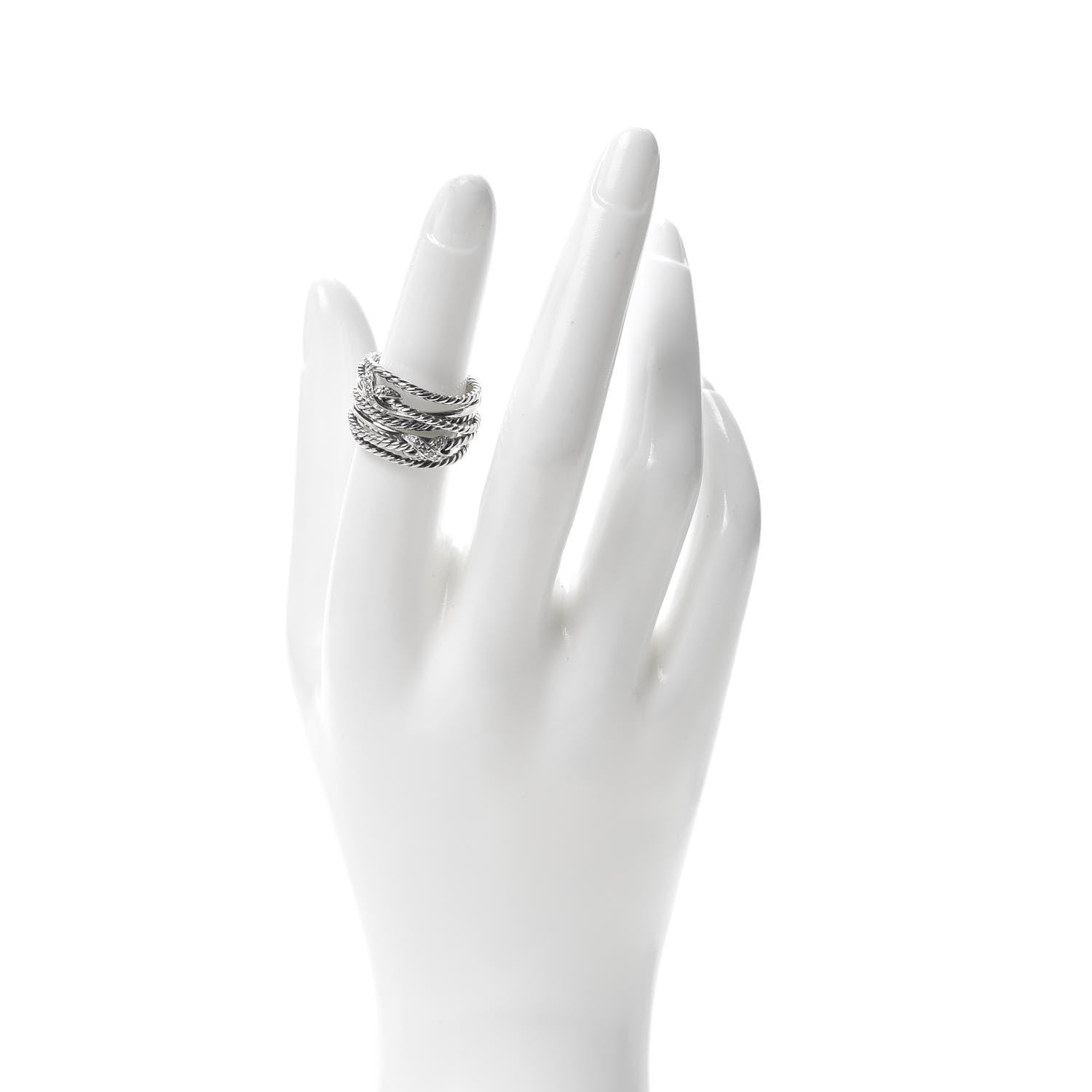 David Yurman Sterling Silver Diamond Double X Crossover Ring 51 5.75 2 of 4