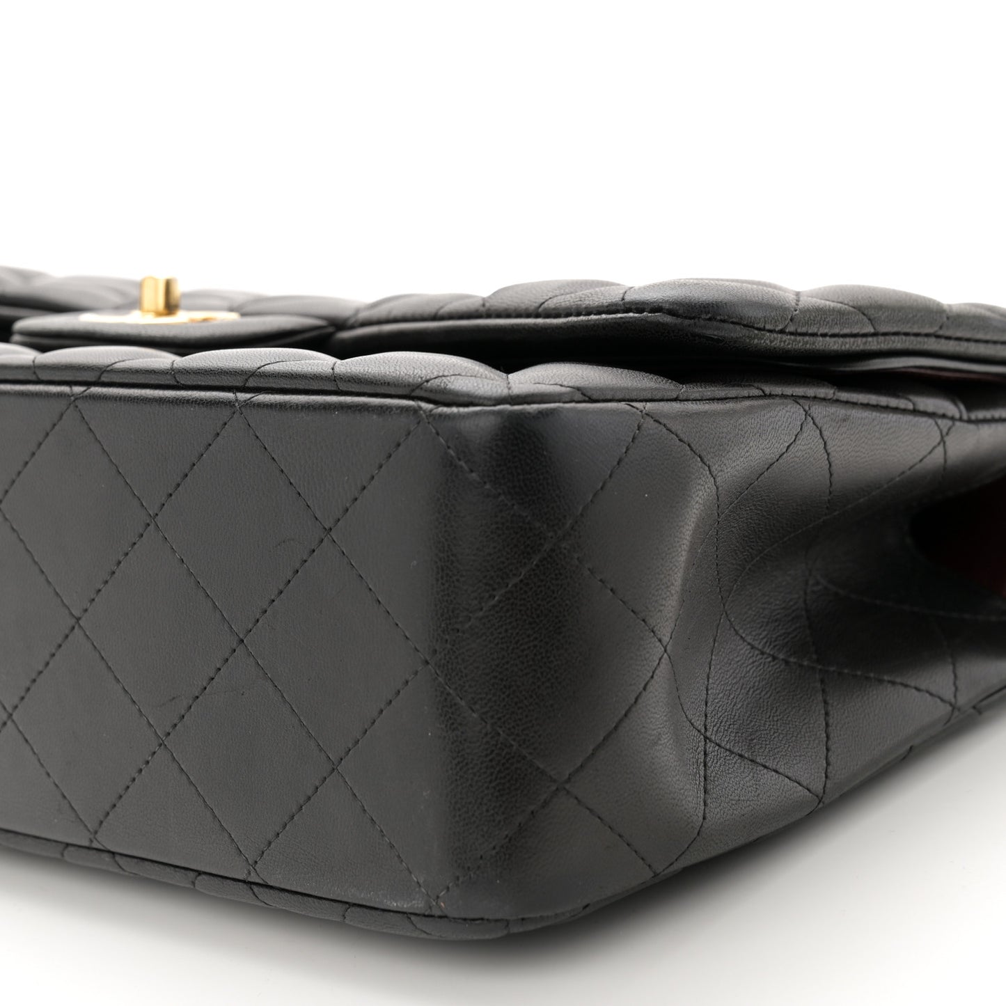 Lambskin Quilted Jumbo Double Flap Black
