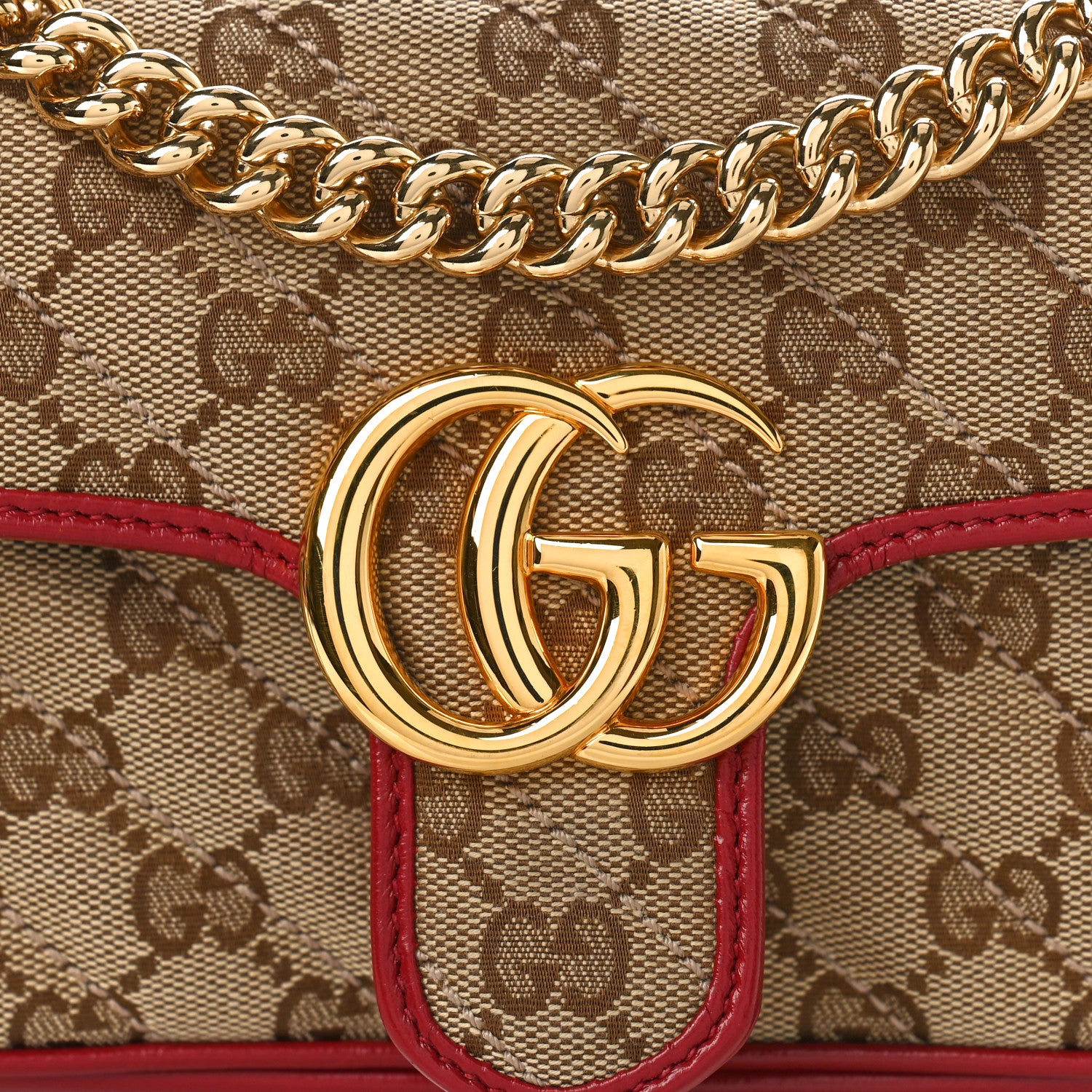 Gucci Monogram Azalea Calfskin Matelasse Diagonal Mini GG Marmont Shoulder Bag Beige Ebony New Cherry Red 8 of 10